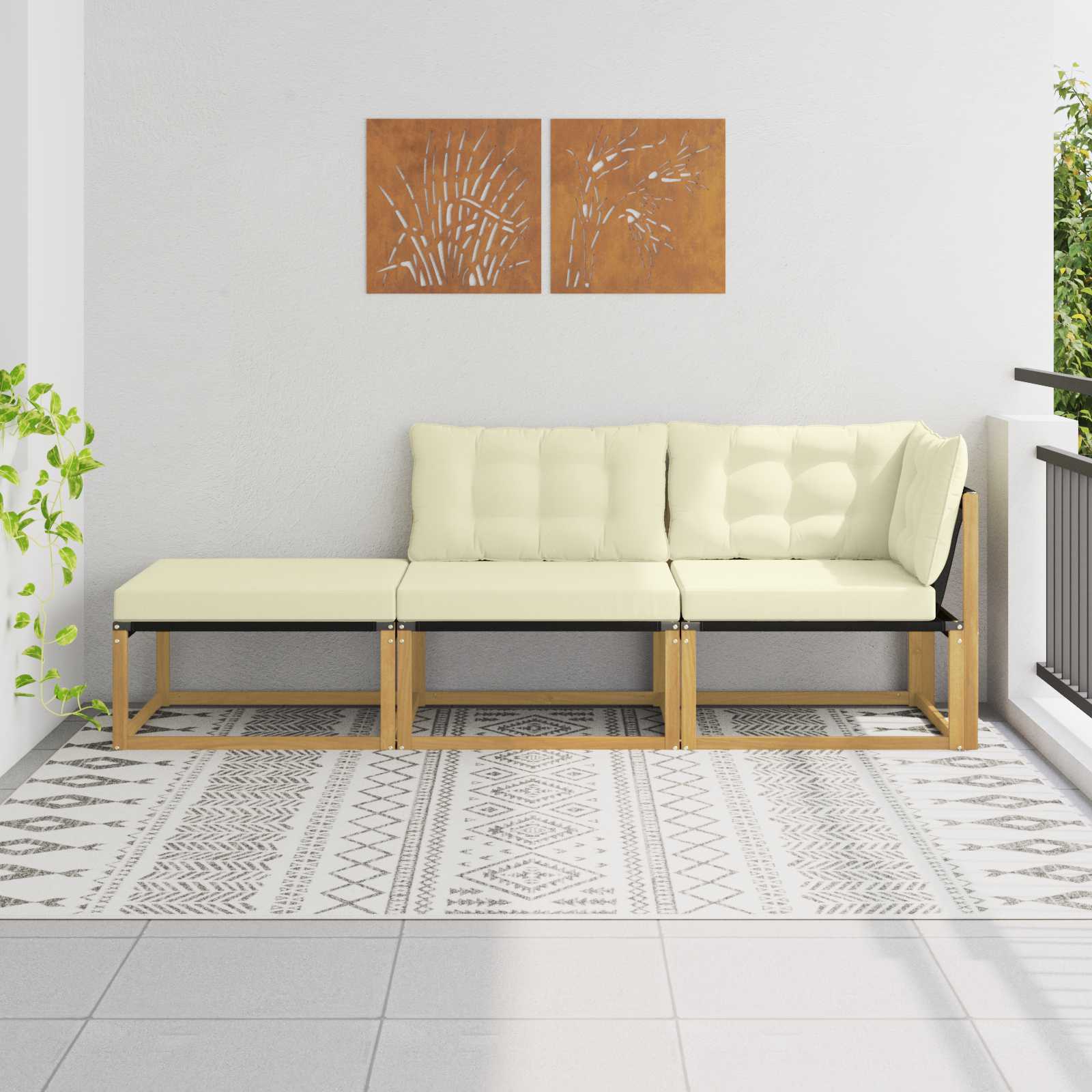 Outdoor Mittelsofa Mit Kissen Weiß 79 X 83 X 73 Cm Stahl