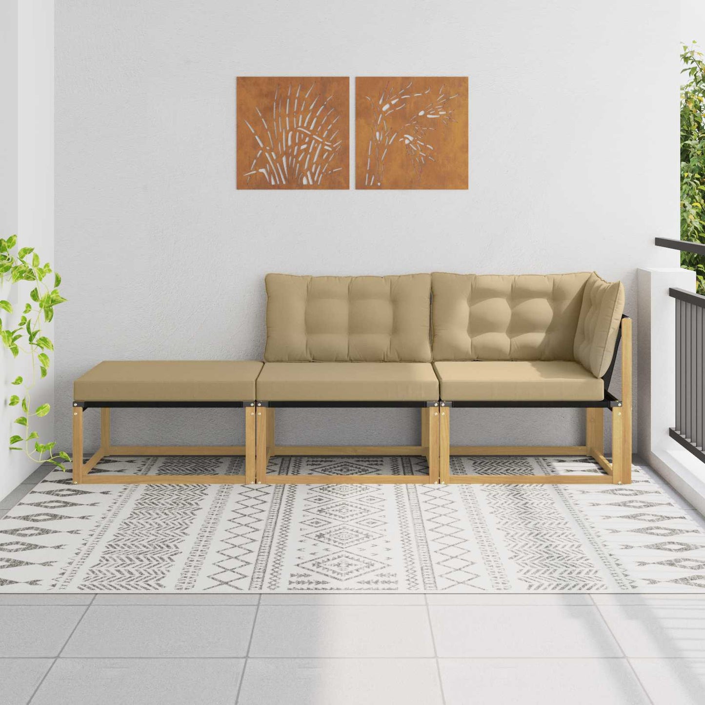 Outdoor Mittelsofa Mit Kissen Weiß 79 X 83 X 73 Cm Stahl