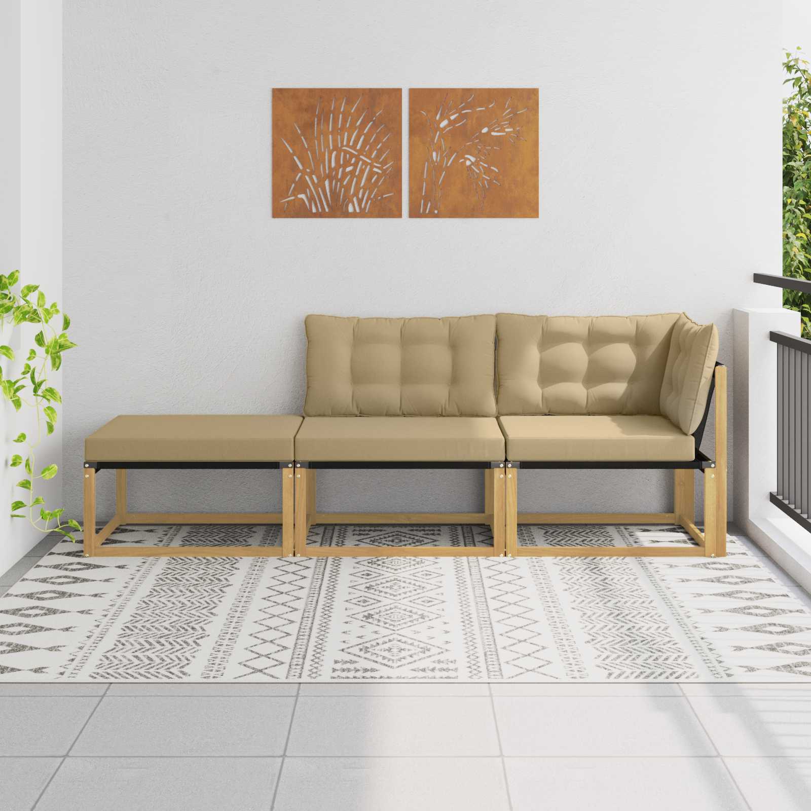 Outdoor Mittelsofa Mit Kissen Weiß 79 X 83 X 73 Cm Stahl