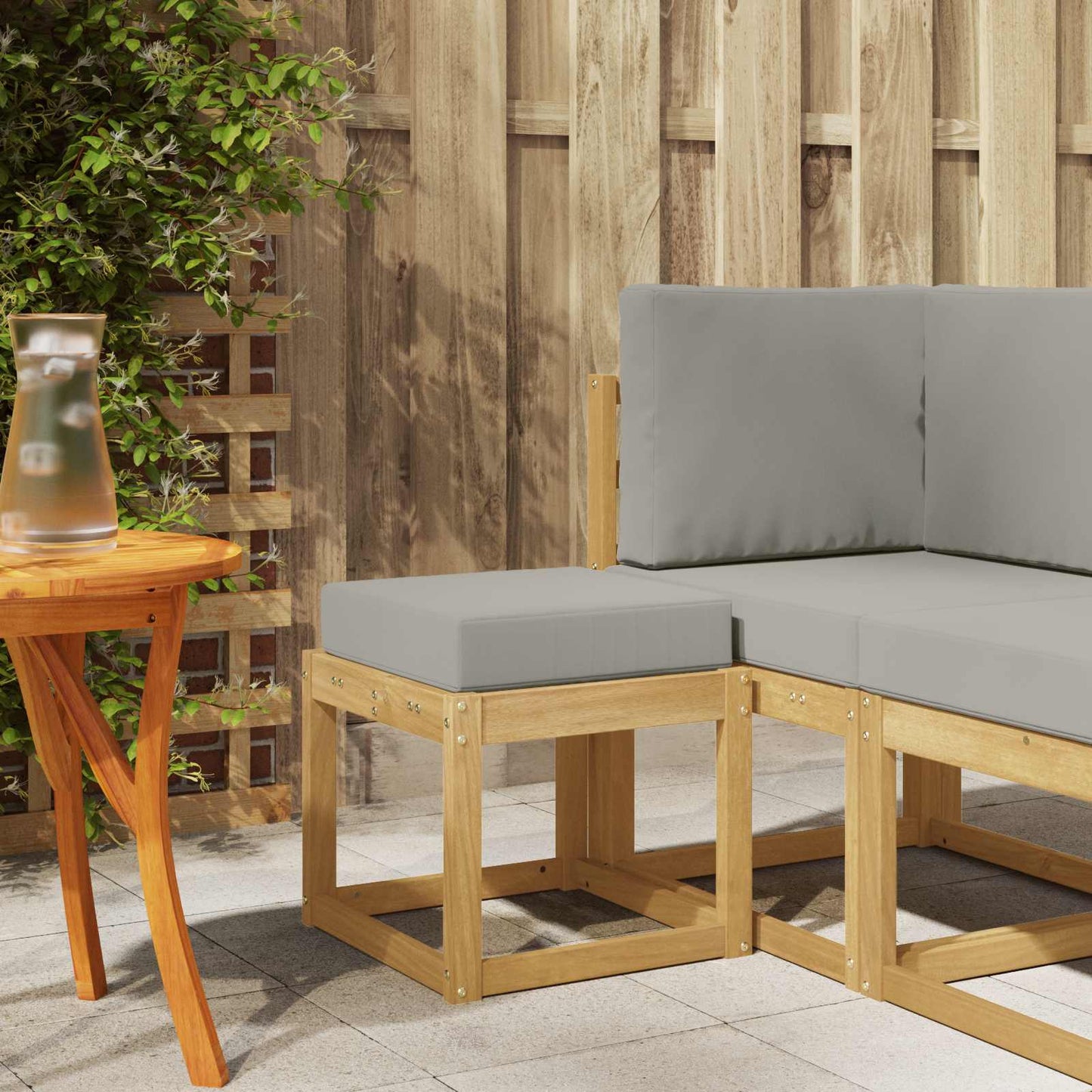 Outdoor Hocker Bank 115 X 43 X 37 Cm Massivholz Akazie