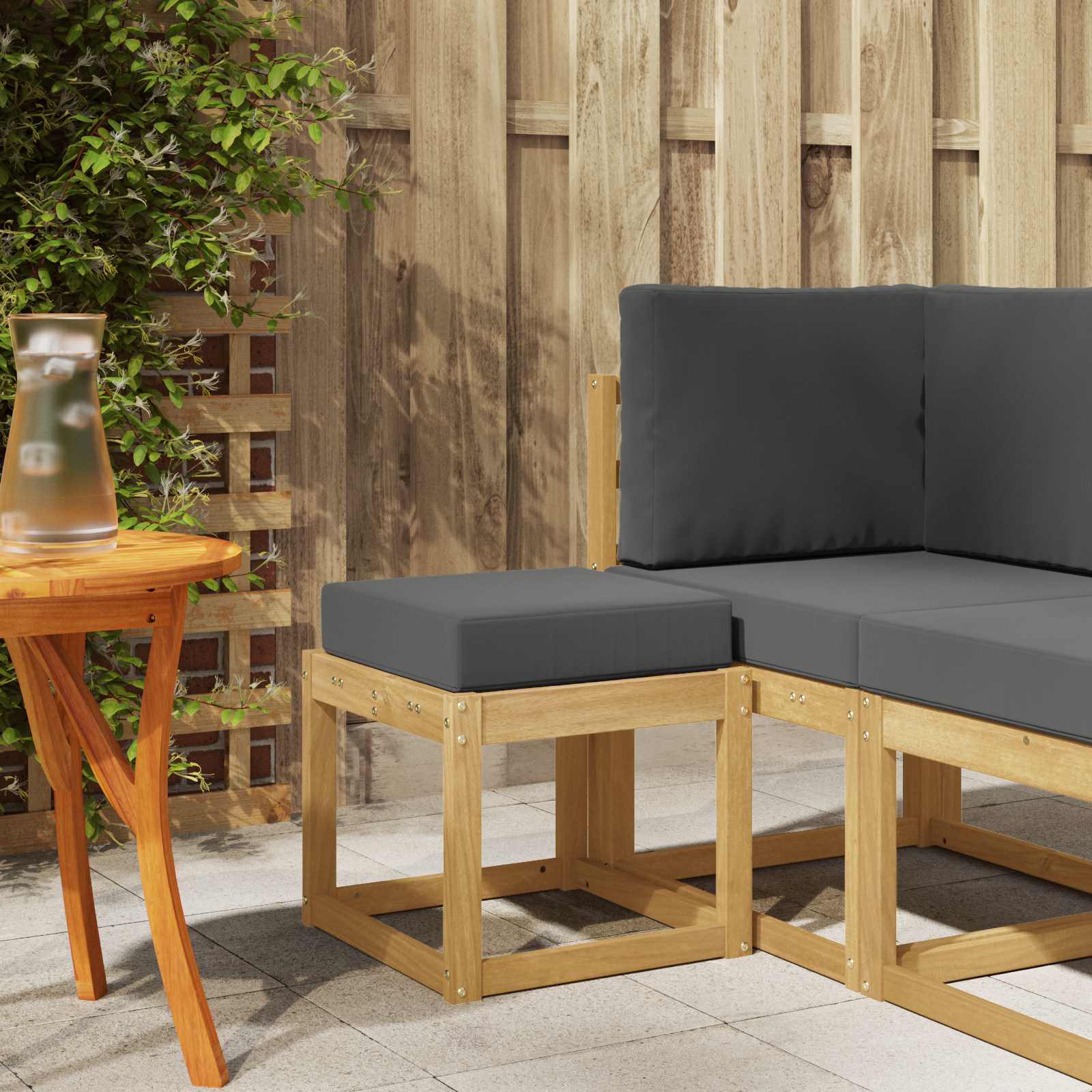 Outdoor Hocker Bank 115 X 43 X 37 Cm Massivholz Akazie