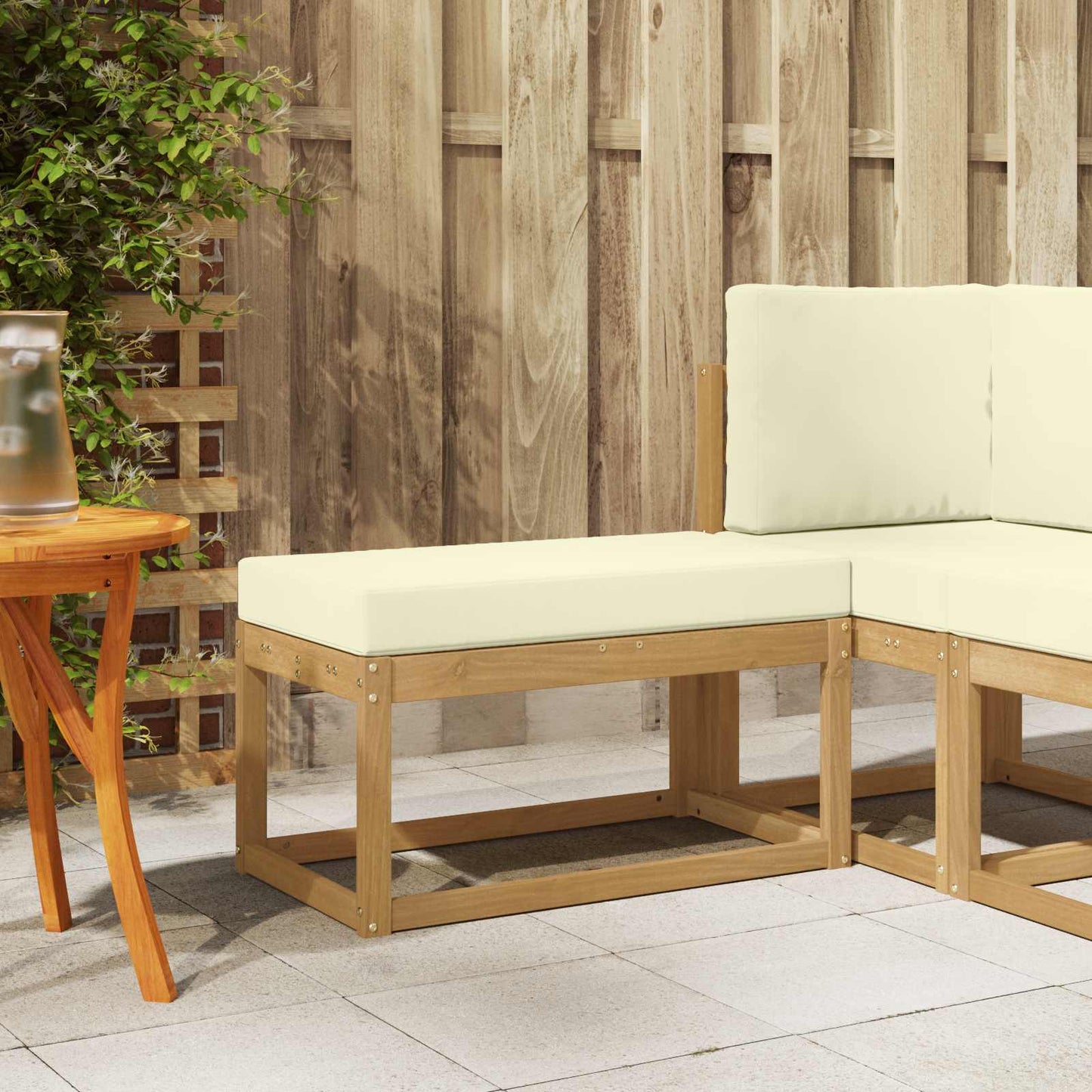 Outdoor Hocker Bank 115 X 43 X 37 Cm Massivholz Akazie