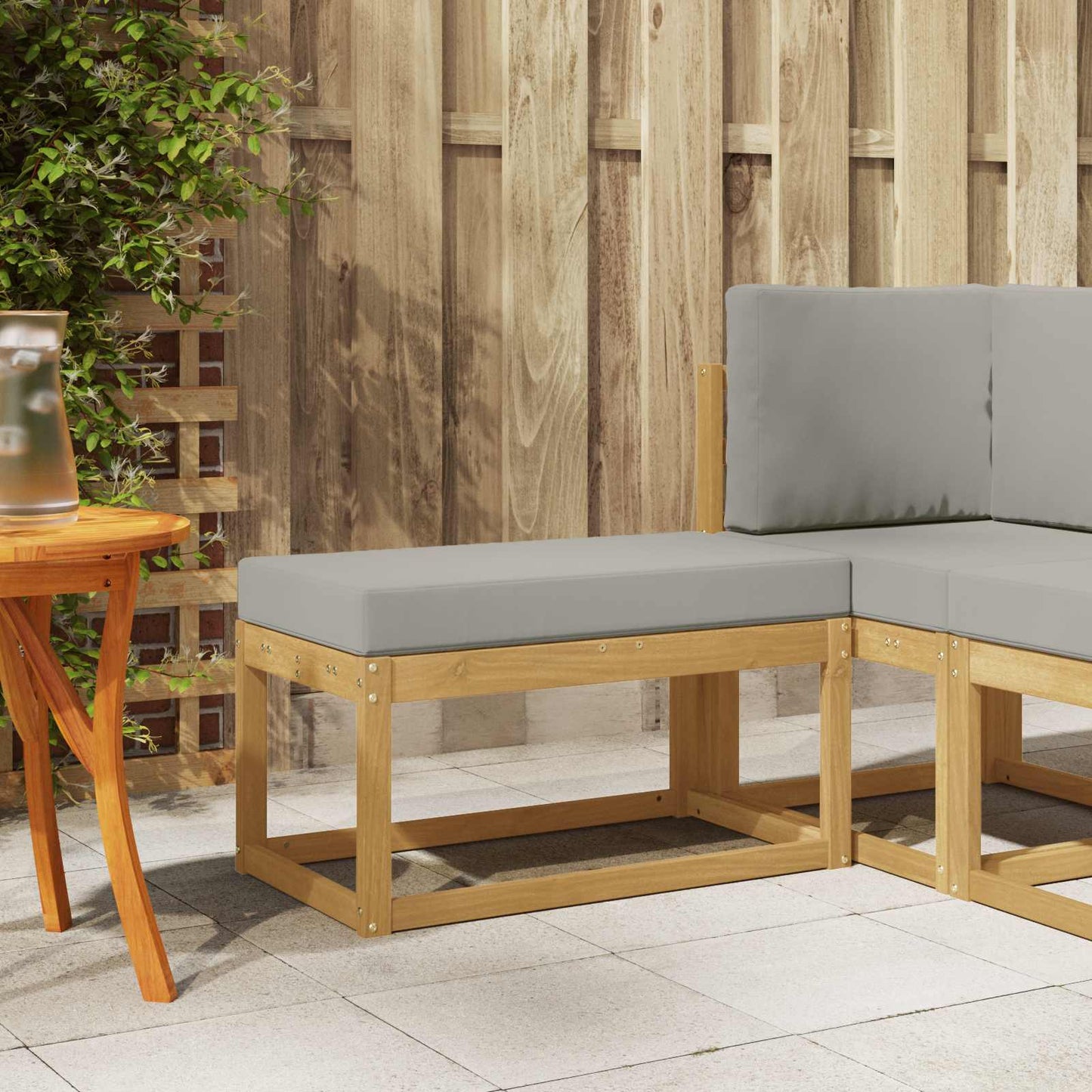 Outdoor Hocker Bank 115 X 43 X 37 Cm Massivholz Akazie