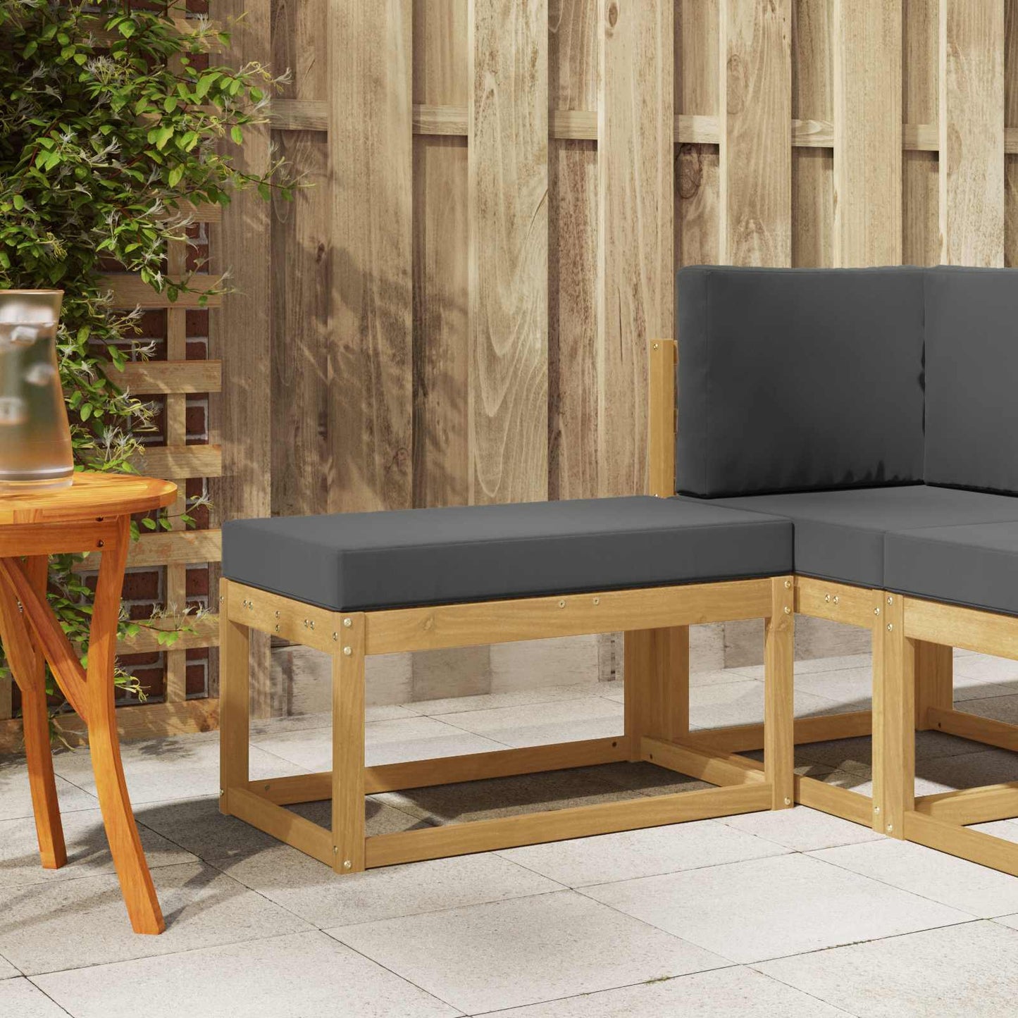 Outdoor Hocker Bank 115 X 43 X 37 Cm Massivholz Akazie