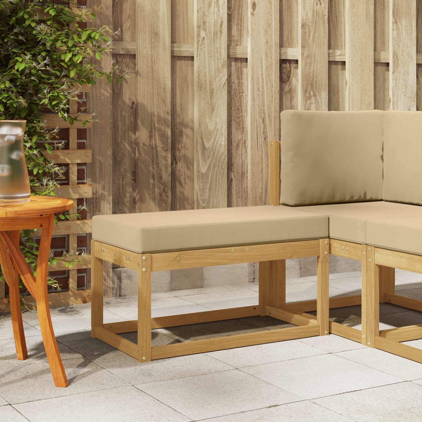Outdoor Hocker Bank 115 X 43 X 37 Cm Massivholz Akazie