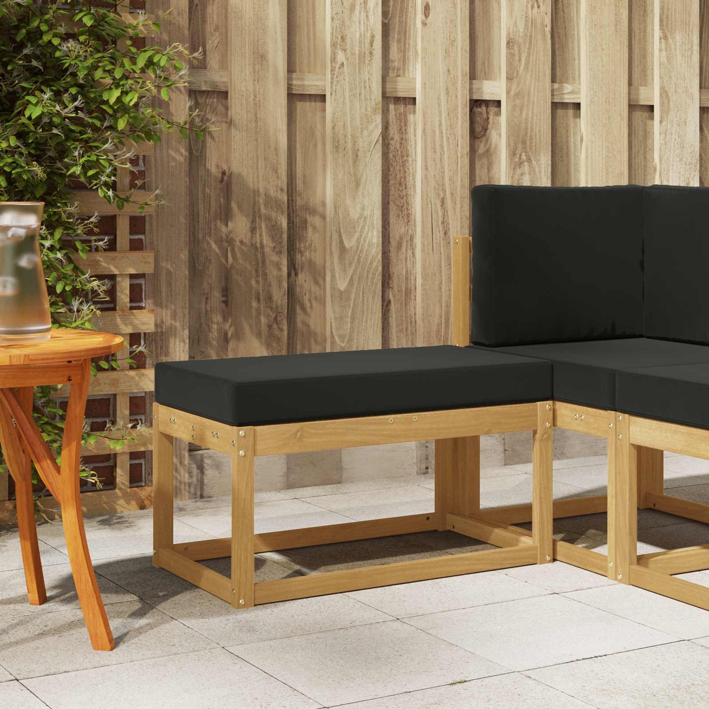 Outdoor Hocker Bank 115 X 43 X 37 Cm Massivholz Akazie