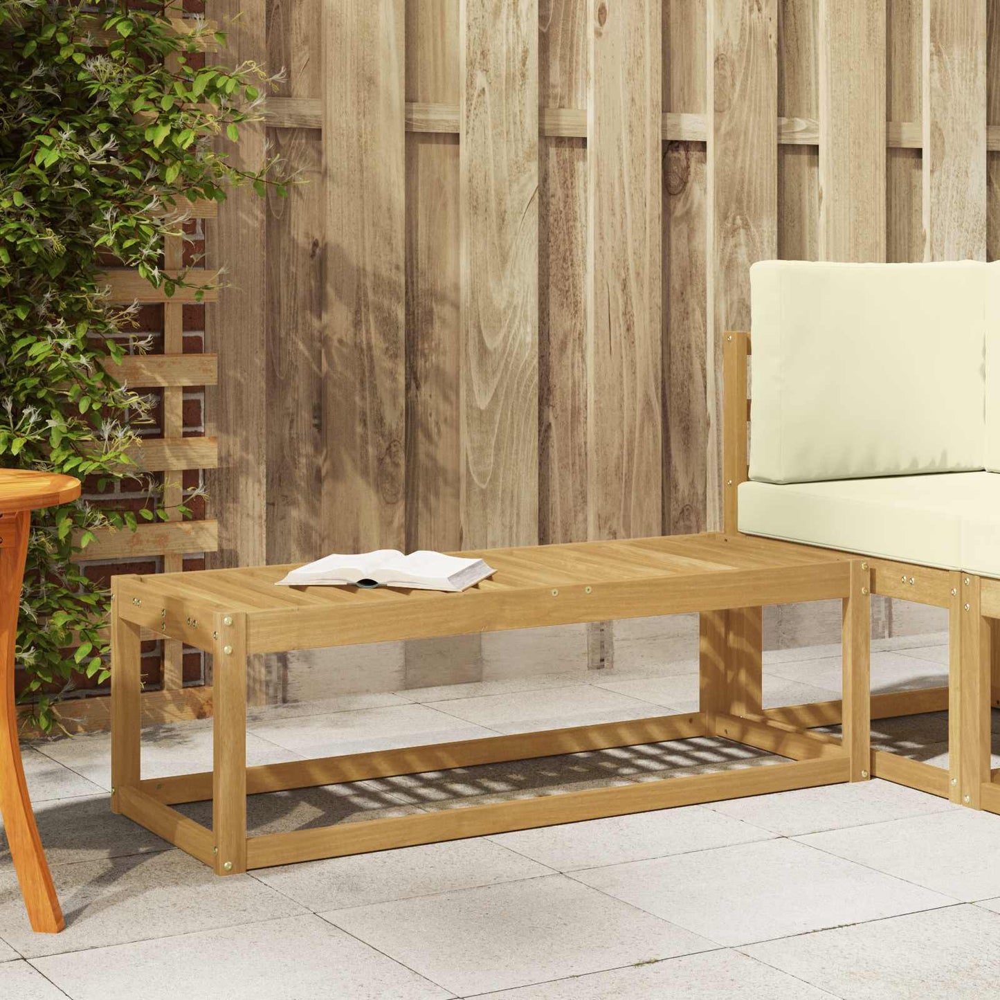 Outdoor Hocker Bank 115 X 43 X 37 Cm Massivholz Akazie