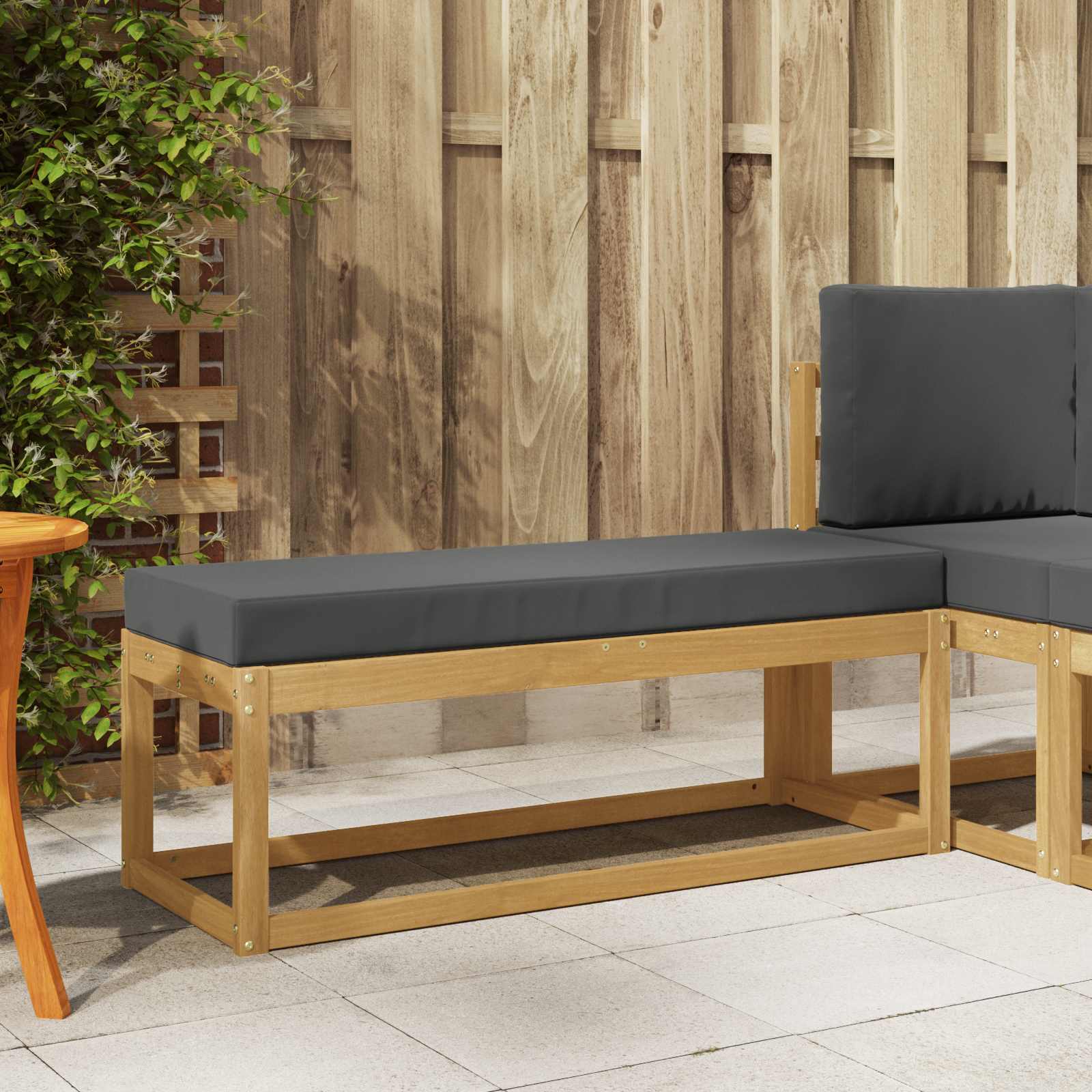 Outdoor Hocker Bank 115 X 43 X 37 Cm Massivholz Akazie