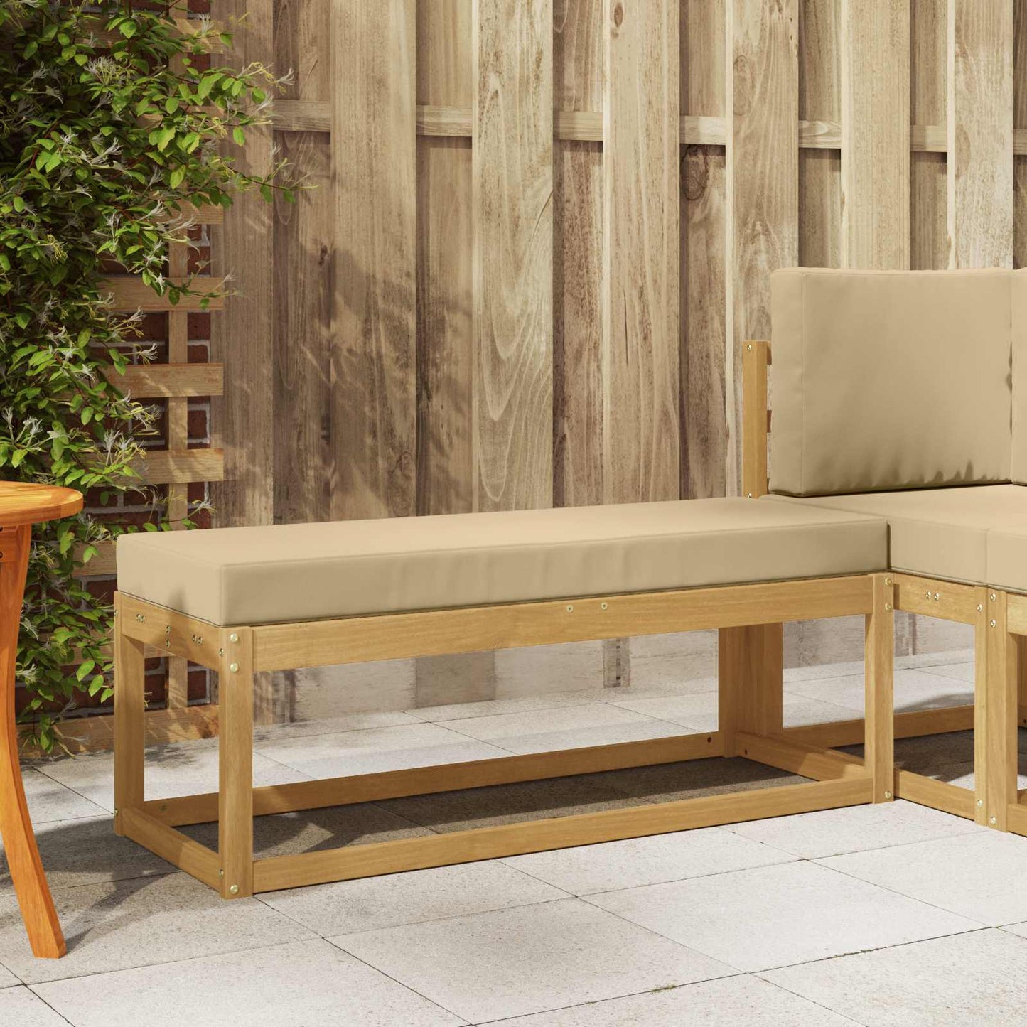 Outdoor Hocker Bank 115 X 43 X 37 Cm Massivholz Akazie