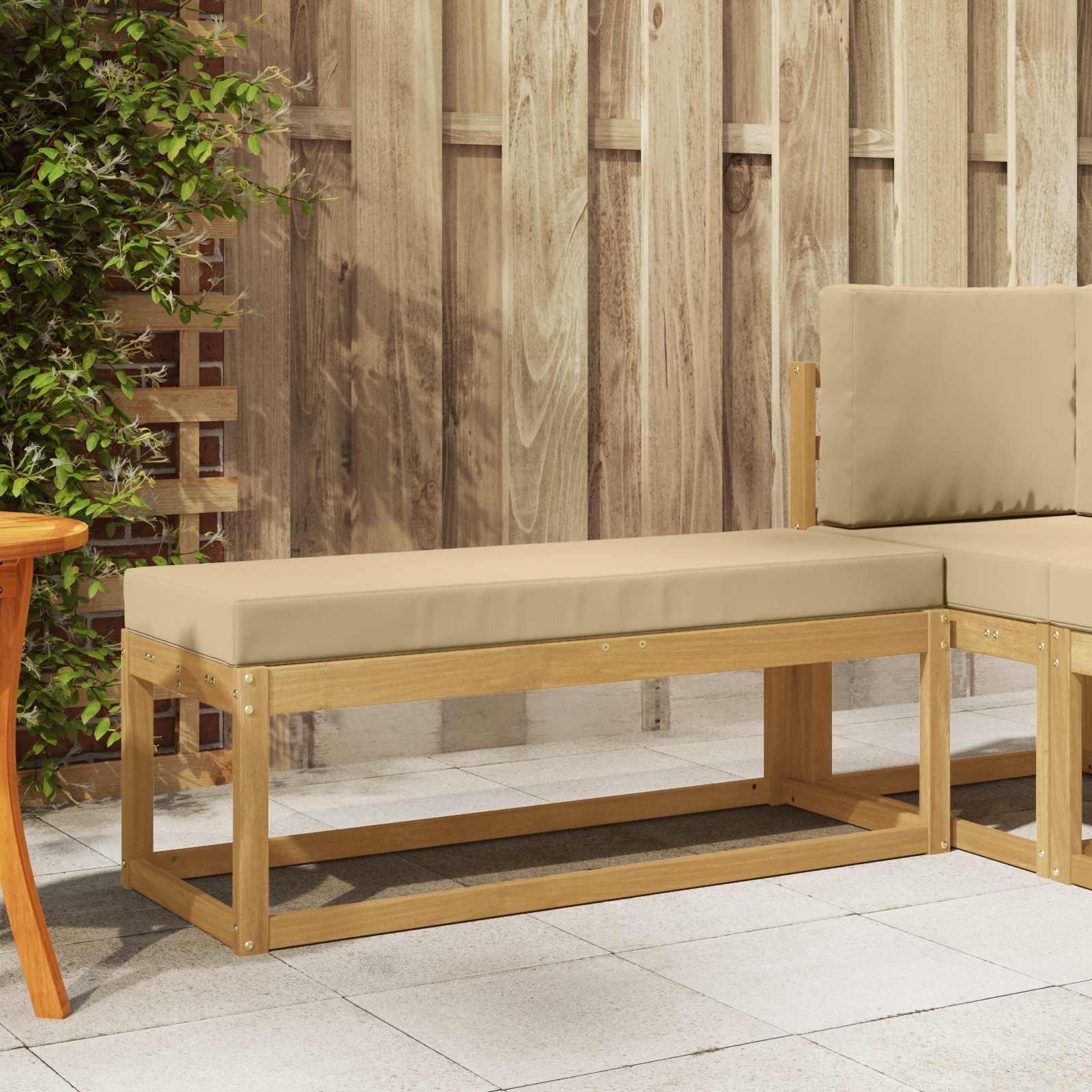 Outdoor Hocker Bank 115 X 43 X 37 Cm Massivholz Akazie