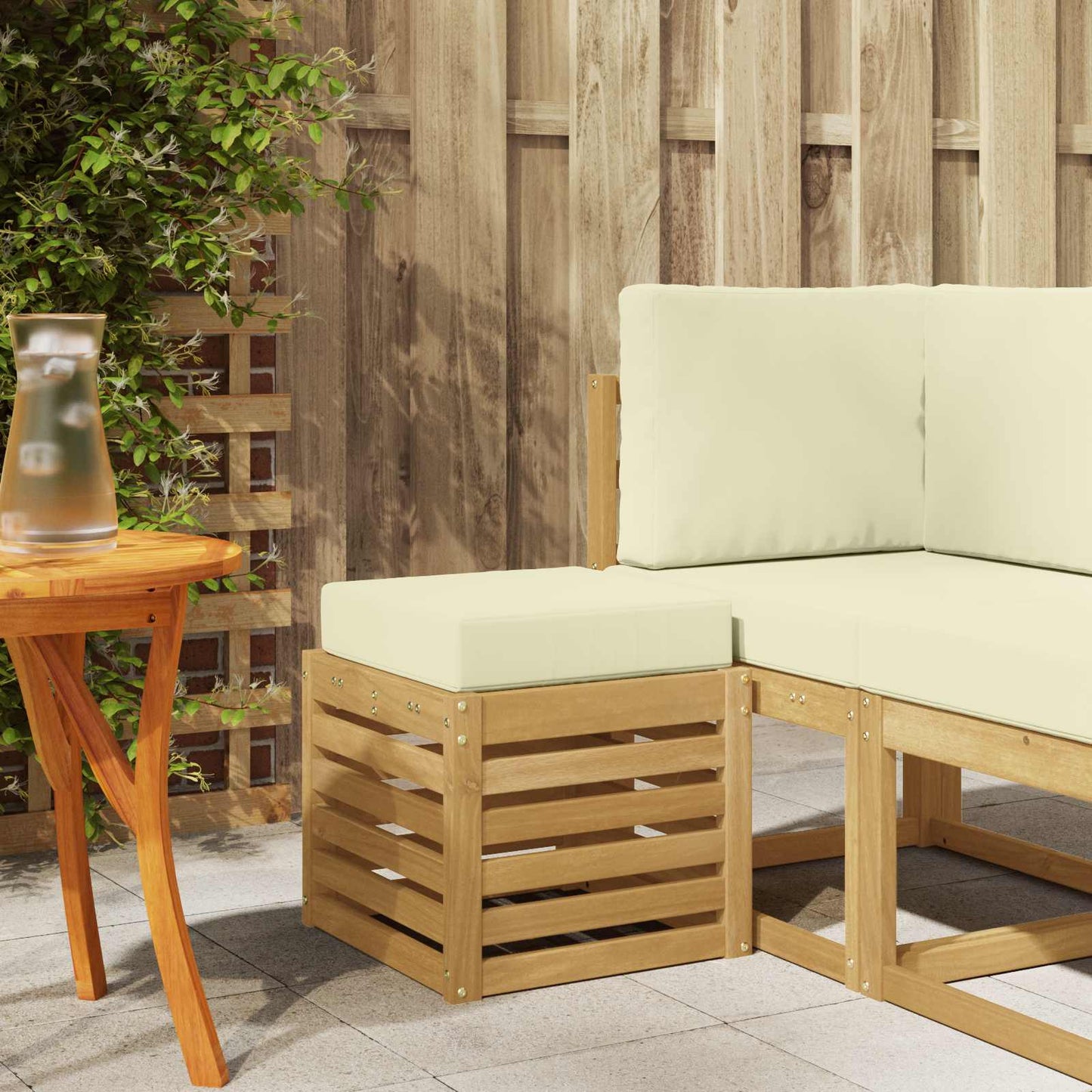 Outdoor Hocker Bank 115 X 43 X 37 Cm Massivholz Akazie