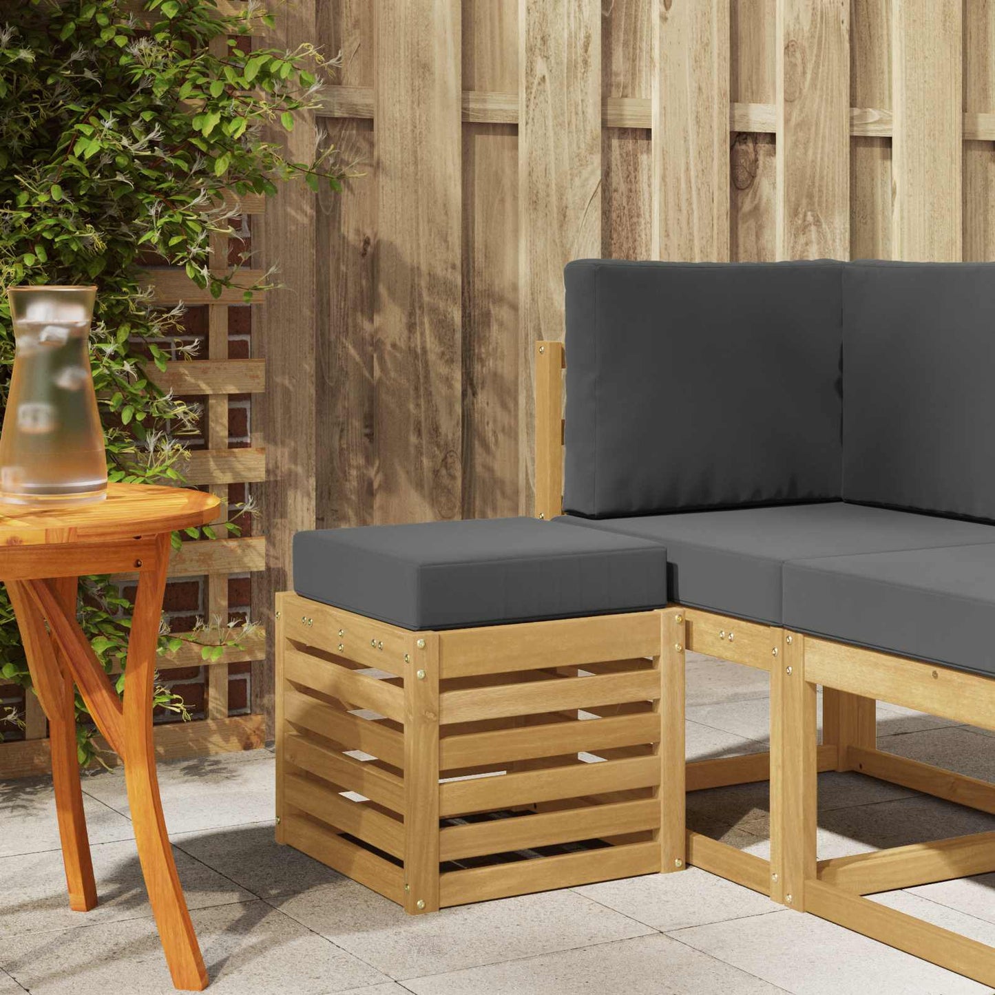Outdoor Hocker Bank 115 X 43 X 37 Cm Massivholz Akazie