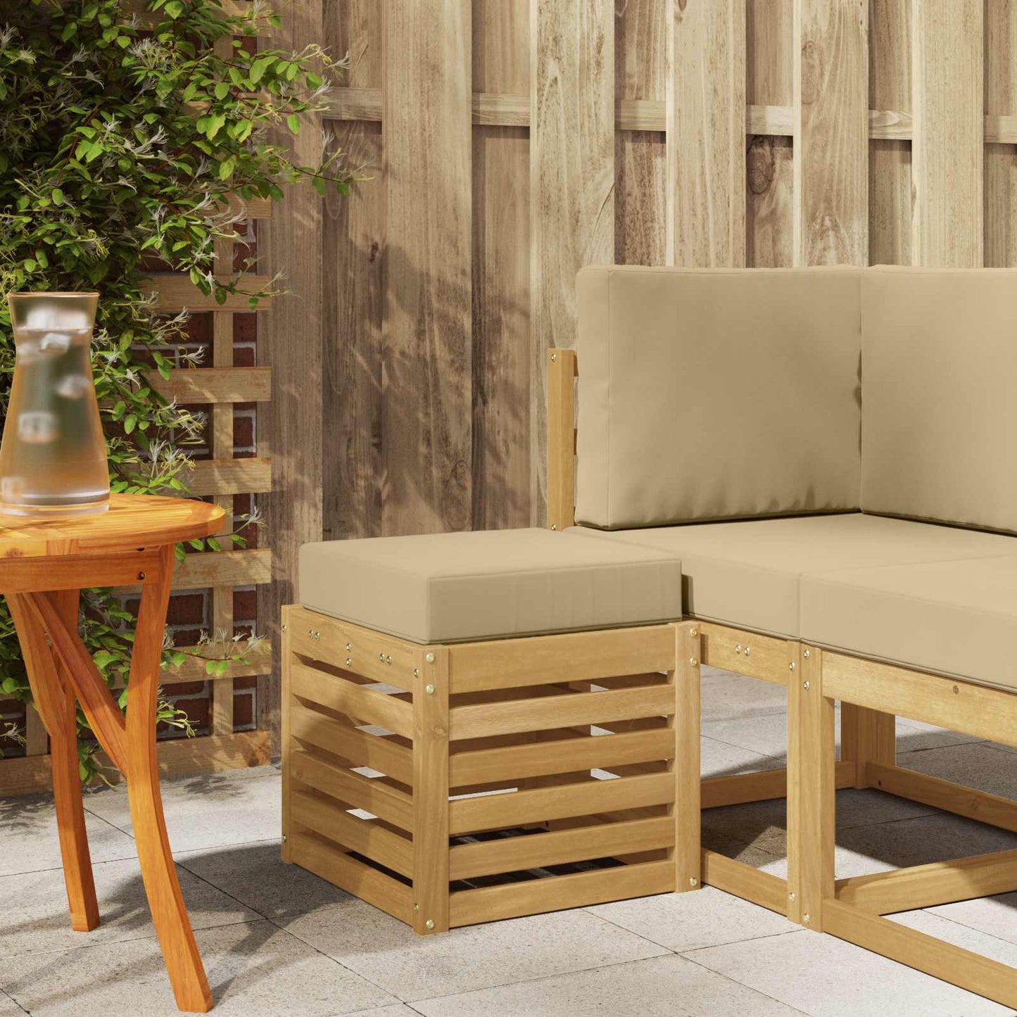 Outdoor Hocker Bank 115 X 43 X 37 Cm Massivholz Akazie