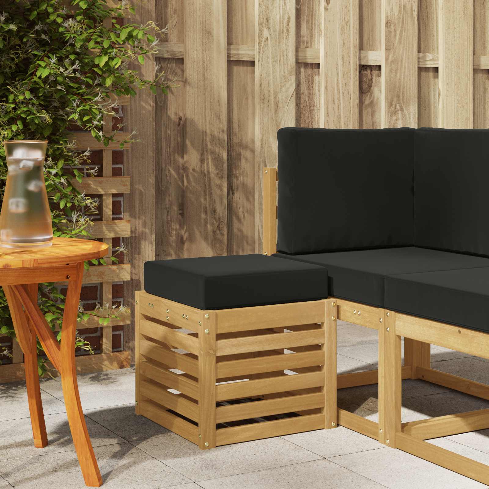 Outdoor Hocker Bank 115 X 43 X 37 Cm Massivholz Akazie