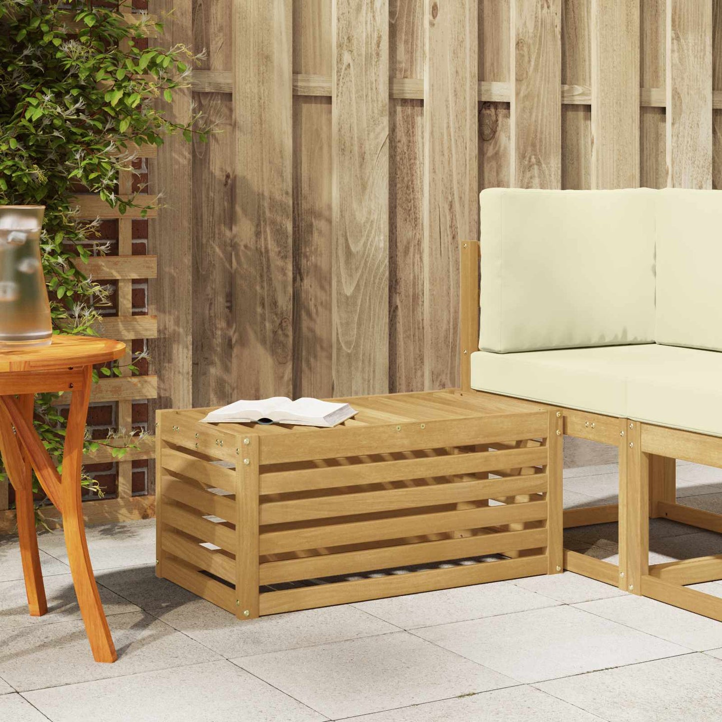 Outdoor Hocker Bank 115 X 43 X 37 Cm Massivholz Akazie