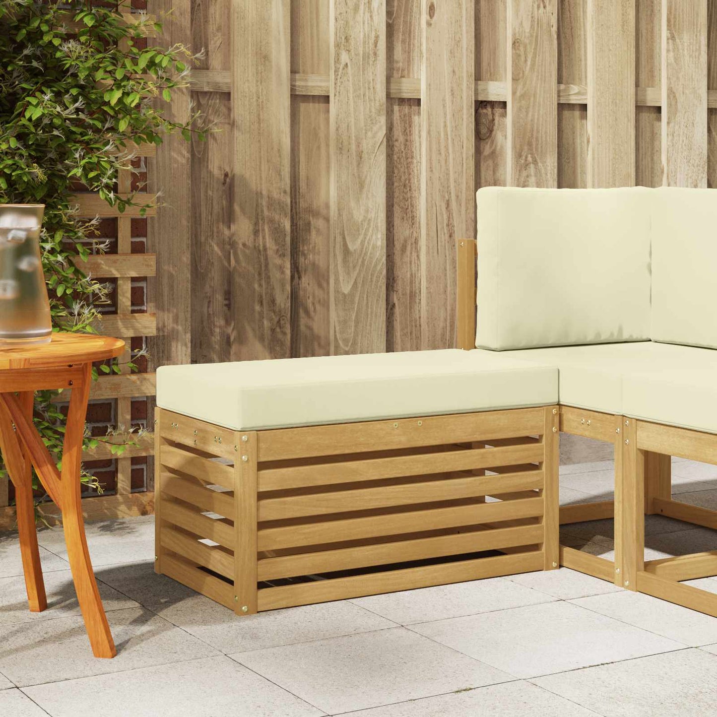 Outdoor Hocker Bank 115 X 43 X 37 Cm Massivholz Akazie