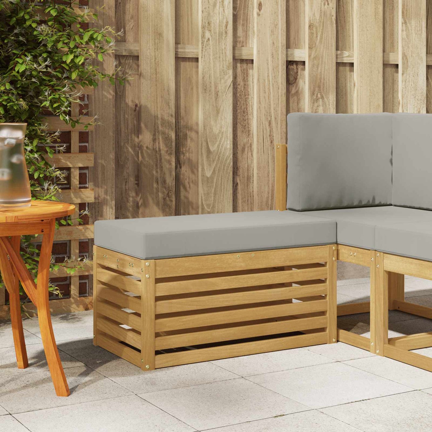 Outdoor Hocker Bank 115 X 43 X 37 Cm Massivholz Akazie