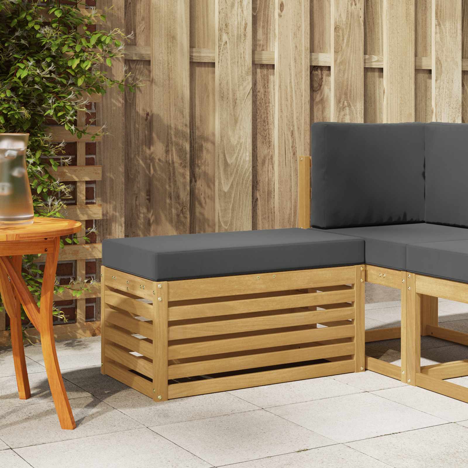 Outdoor Hocker Bank 115 X 43 X 37 Cm Massivholz Akazie