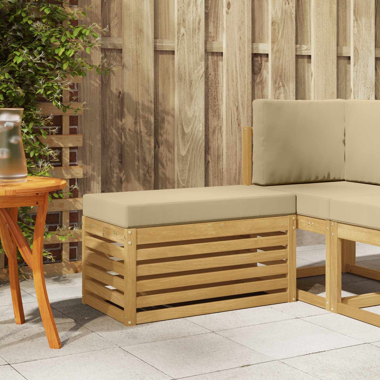 Outdoor Hocker Bank 115 X 43 X 37 Cm Massivholz Akazie