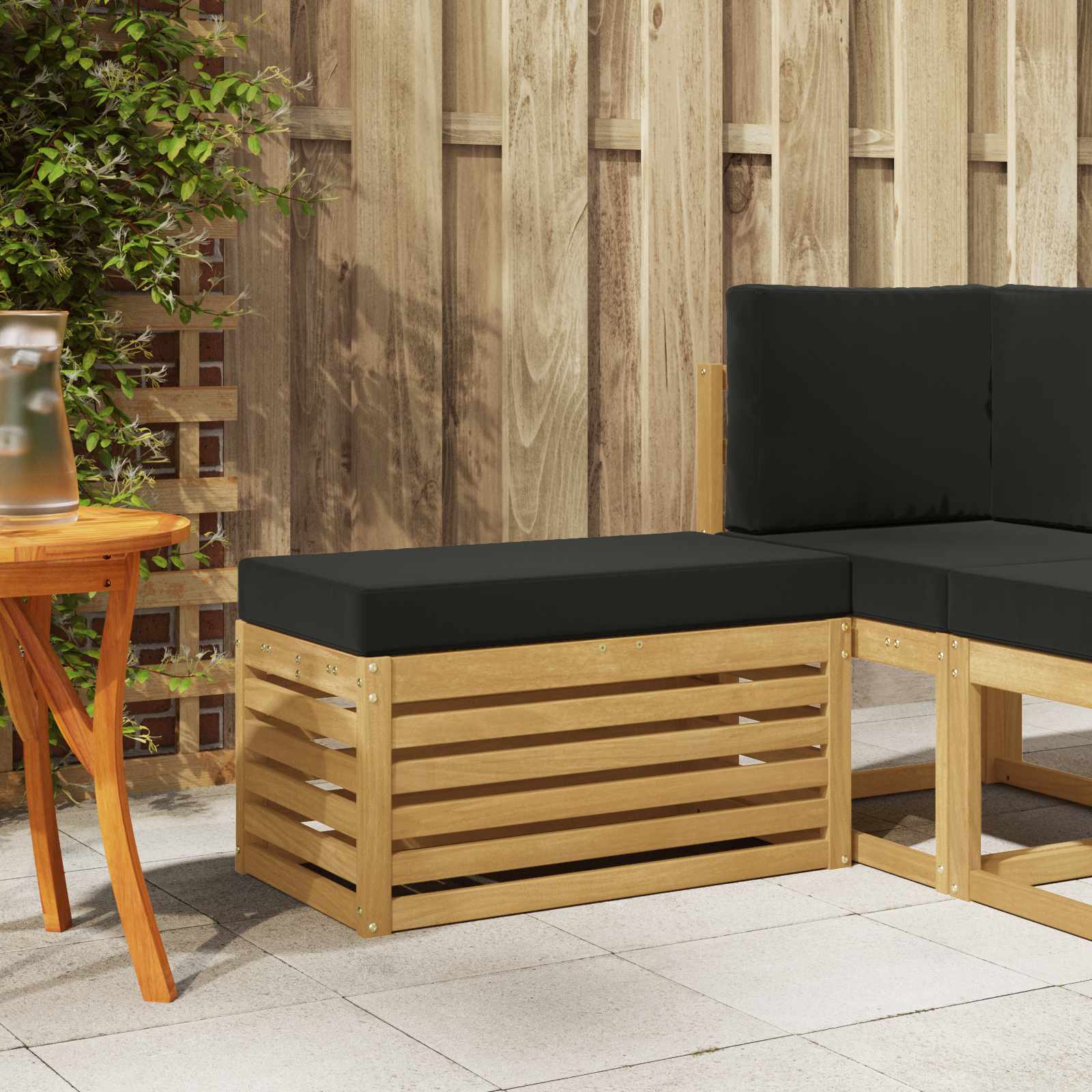 Outdoor Hocker Bank 115 X 43 X 37 Cm Massivholz Akazie