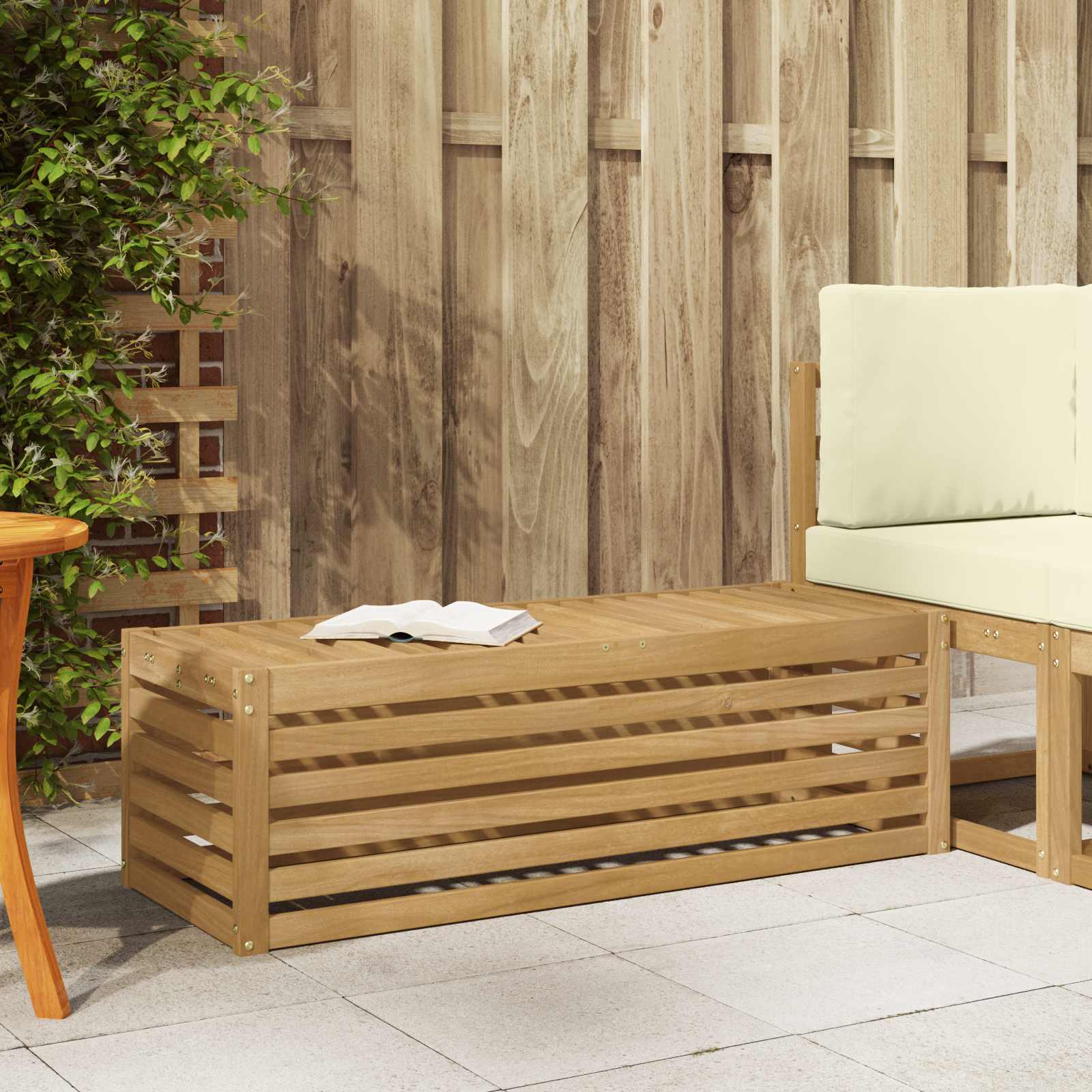 Outdoor Hocker Bank 115 X 43 X 37 Cm Massivholz Akazie