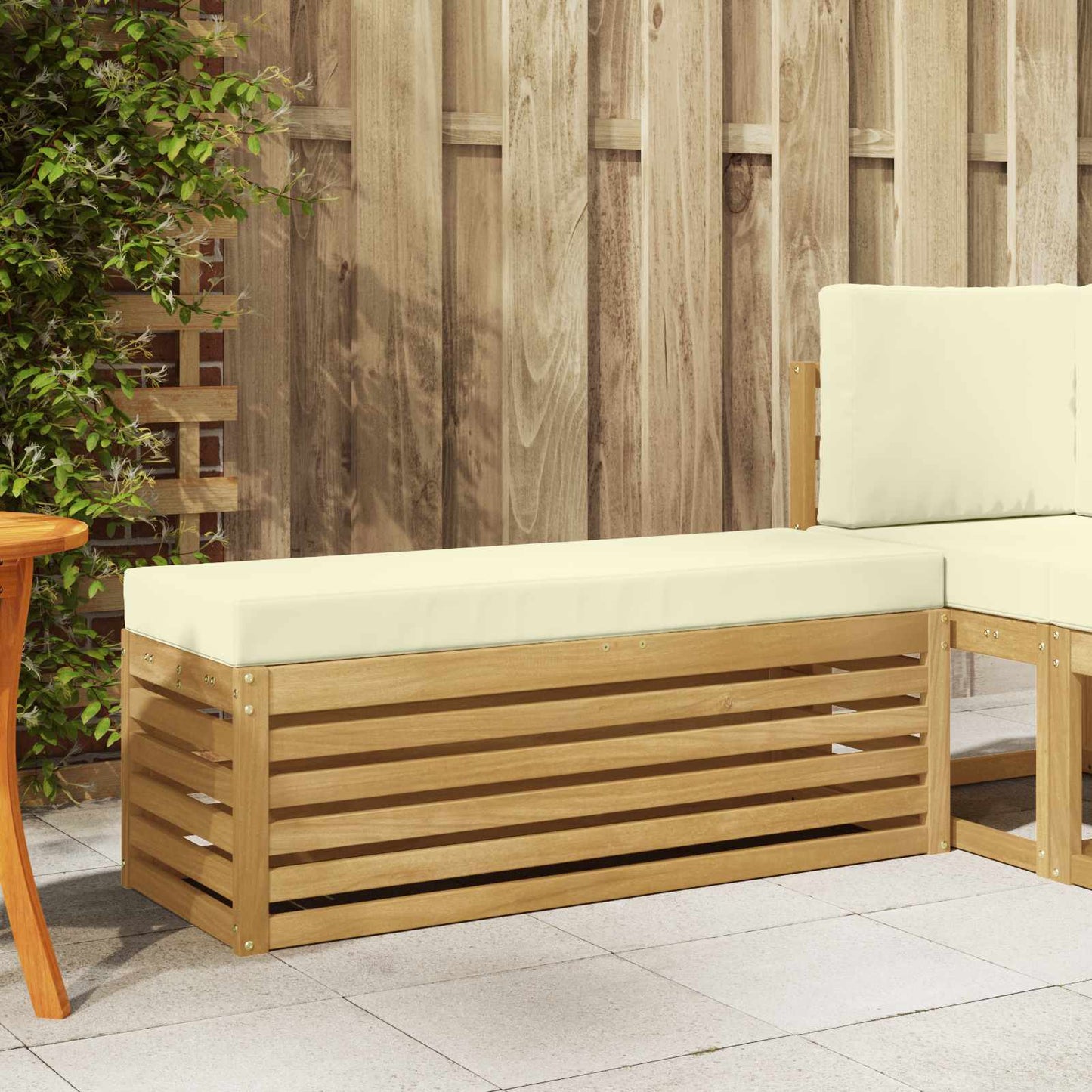Outdoor Hocker Bank 115 X 43 X 37 Cm Massivholz Akazie
