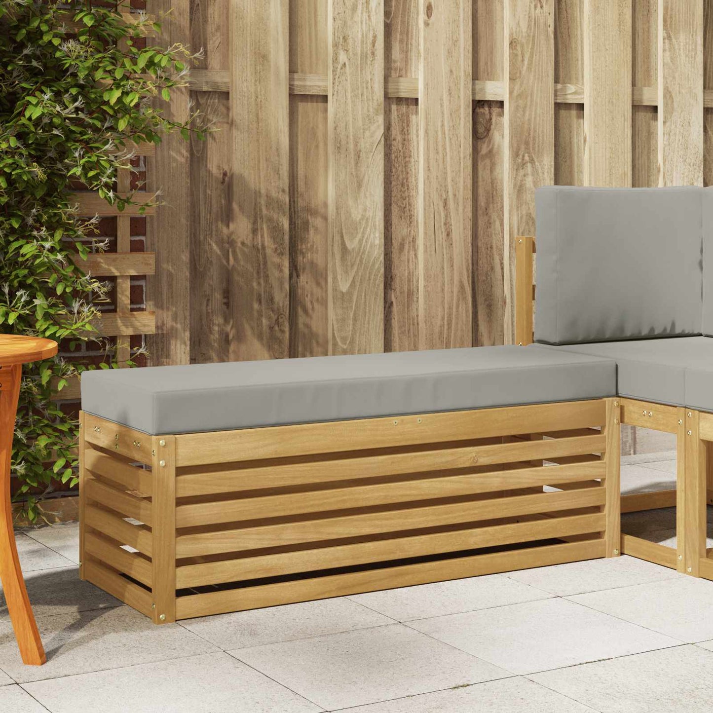 Outdoor Hocker Bank 115 X 43 X 37 Cm Massivholz Akazie