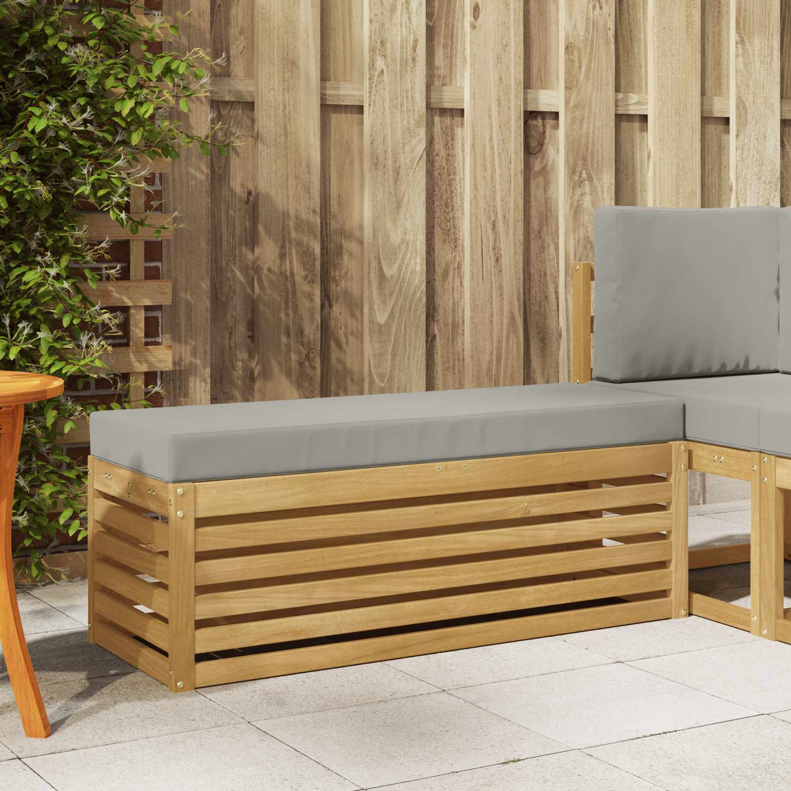 Outdoor Hocker Bank 115 X 43 X 37 Cm Massivholz Akazie