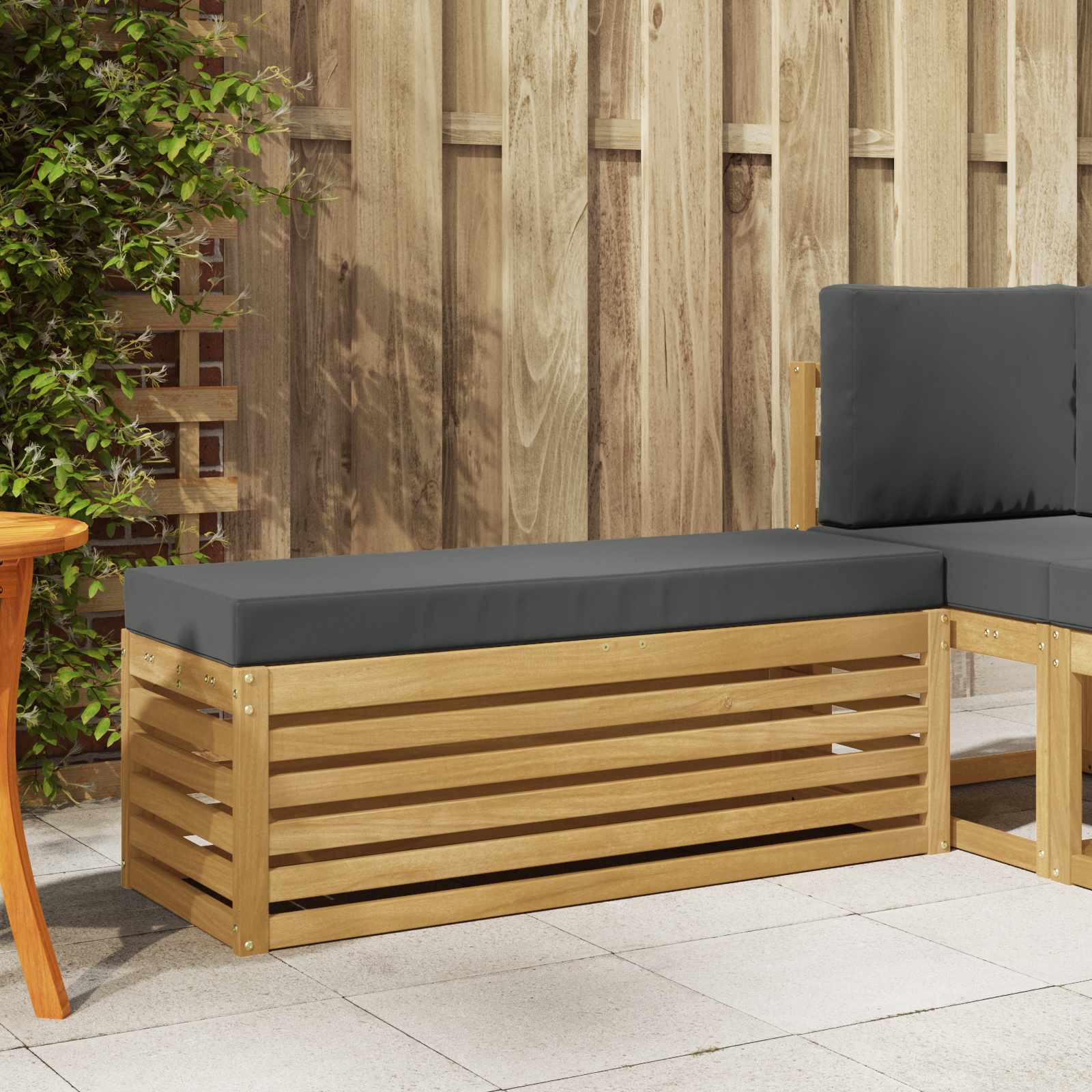 Outdoor Hocker Bank 115 X 43 X 37 Cm Massivholz Akazie