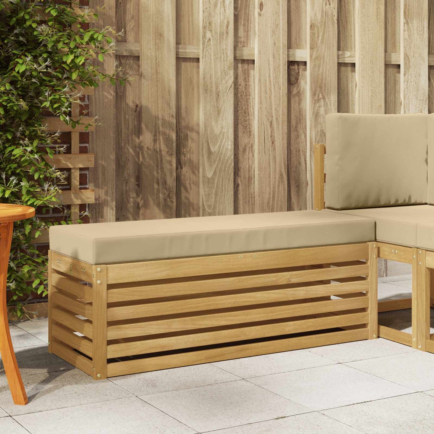 Outdoor Hocker Bank 115 X 43 X 37 Cm Massivholz Akazie