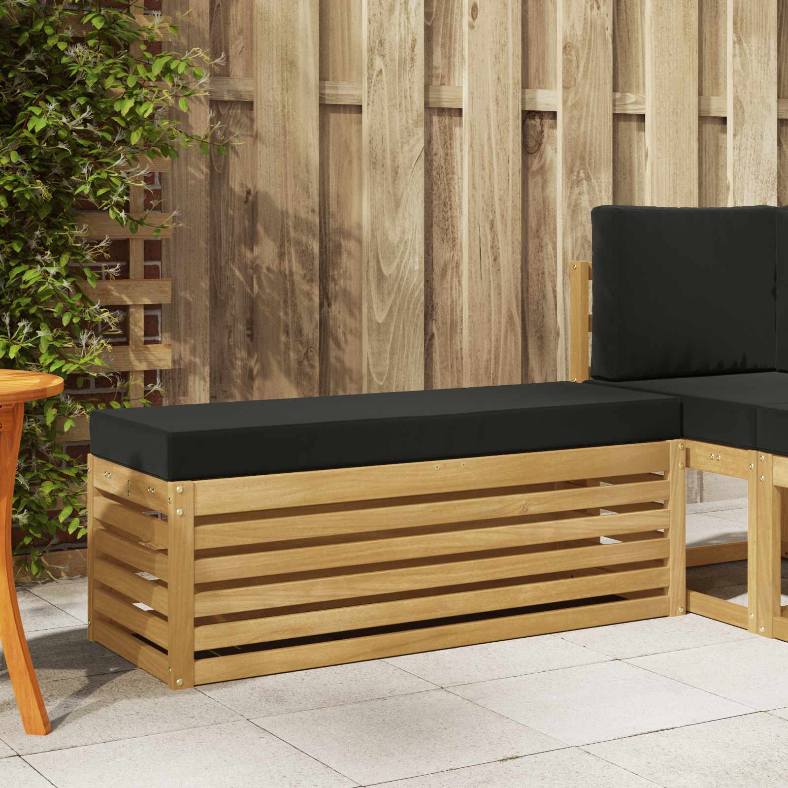 Outdoor Hocker Bank 115 X 43 X 37 Cm Massivholz Akazie