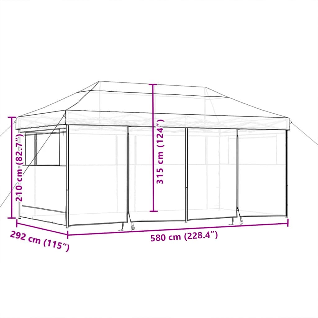 Partyzelt Pop-Up Taupe 580 X 292 X 315 Cm Oxford-Stoff