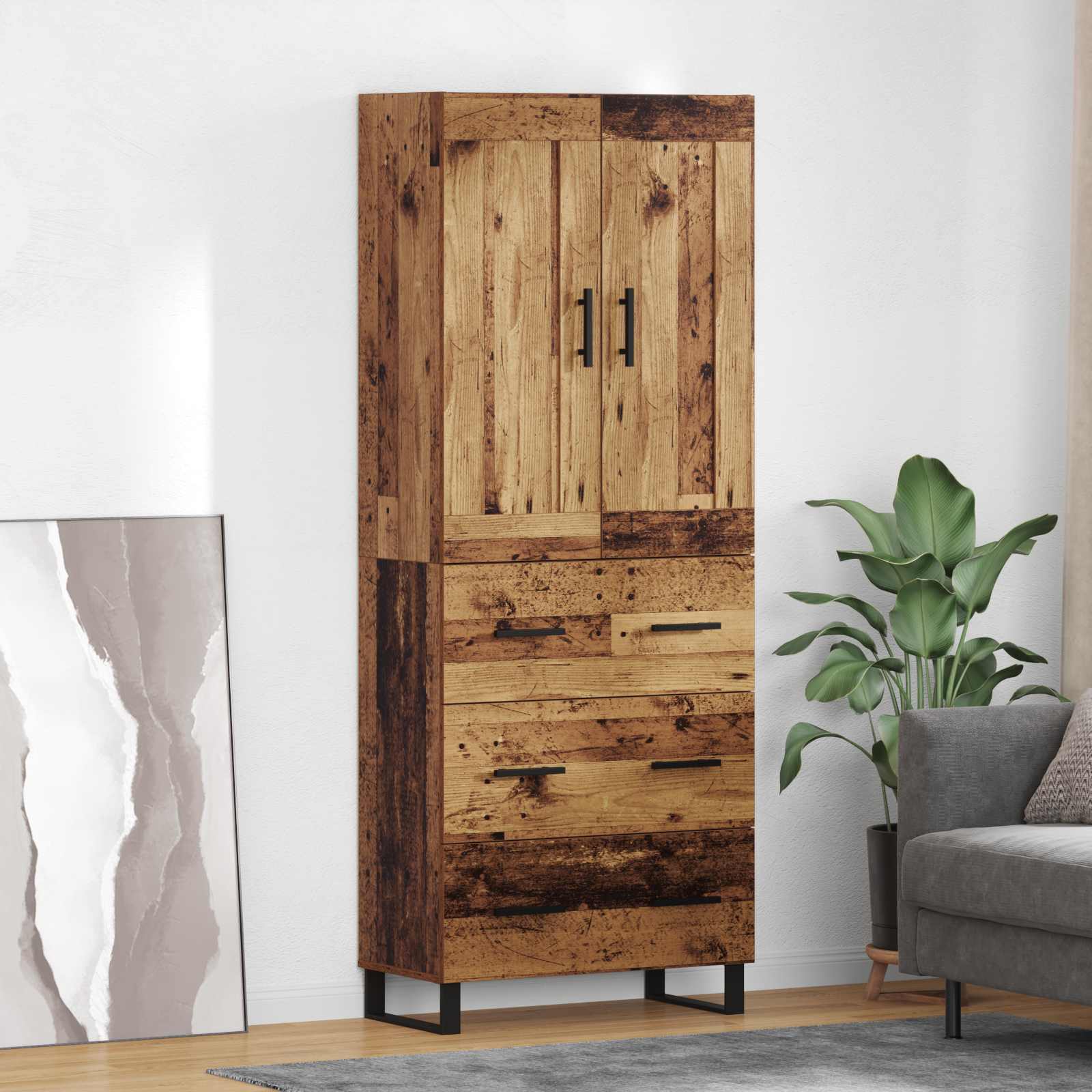 Highboard Sonoma-Eiche 69,5X34X180 Cm Holzwerkstoff