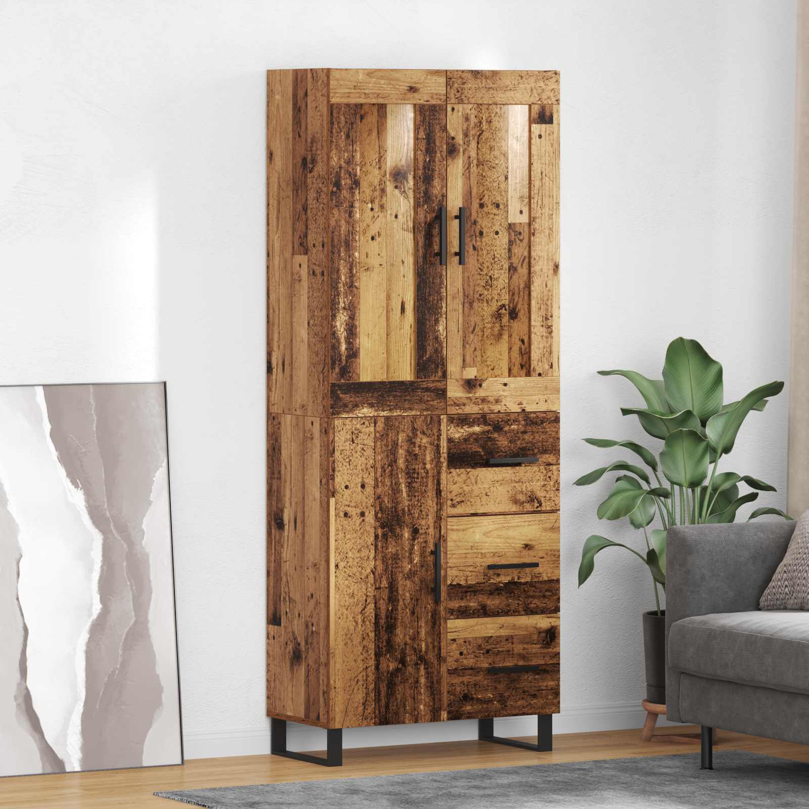 Highboard Sonoma-Eiche 69,5X34X180 Cm Holzwerkstoff