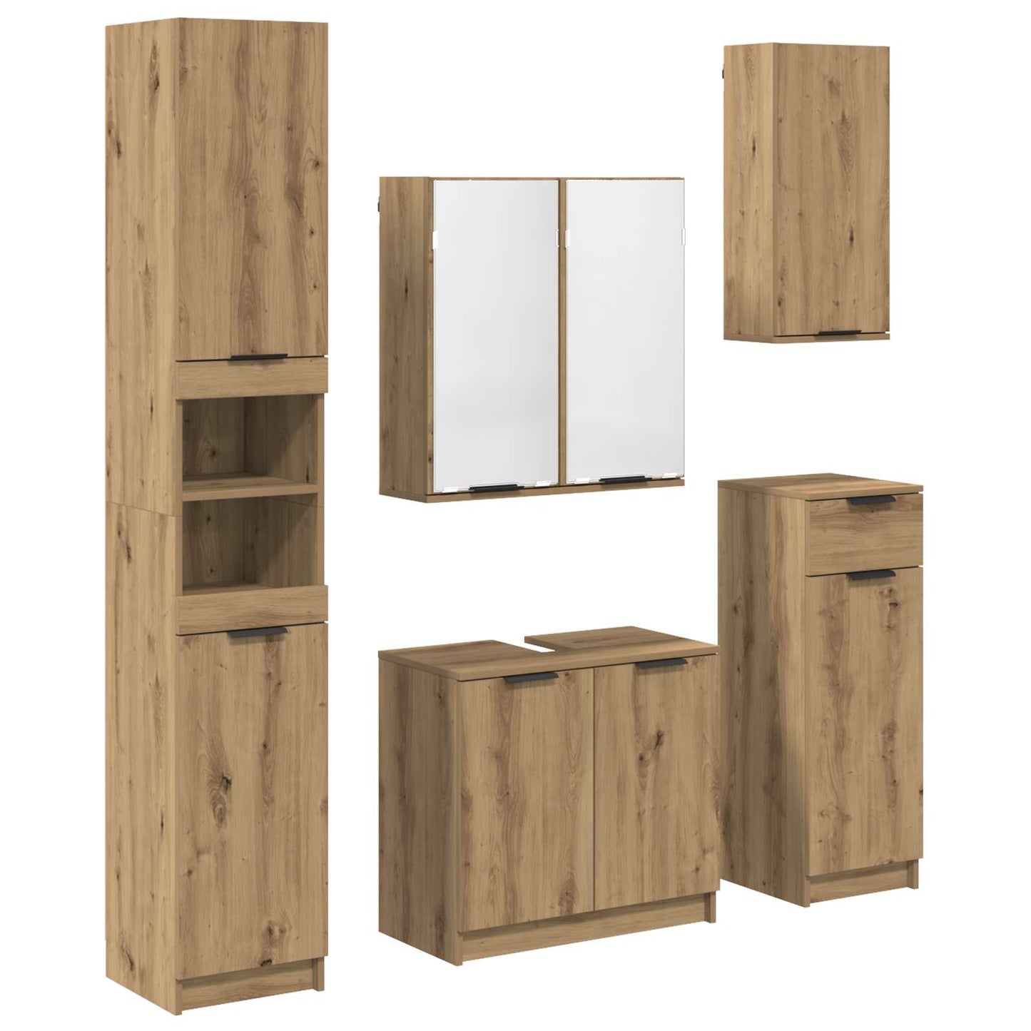 Badezimmermöbel-Set Mit Regal 5 Pcs Holzwerkstoff