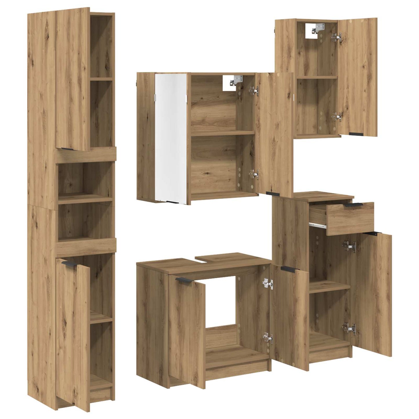 Badezimmermöbel-Set Mit Regal 5 Pcs Holzwerkstoff