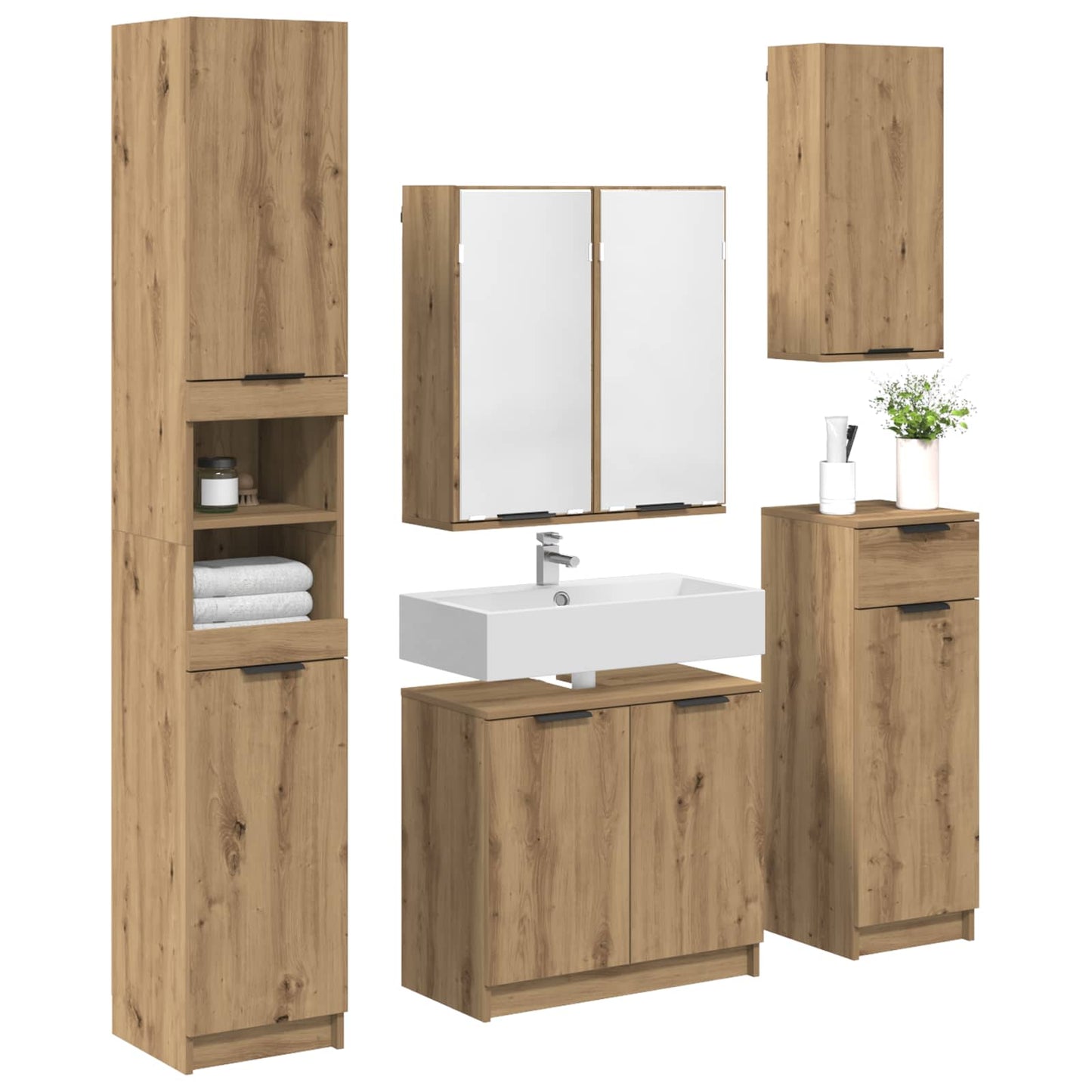 Badezimmermöbel-Set Mit Regal 5 Pcs Holzwerkstoff