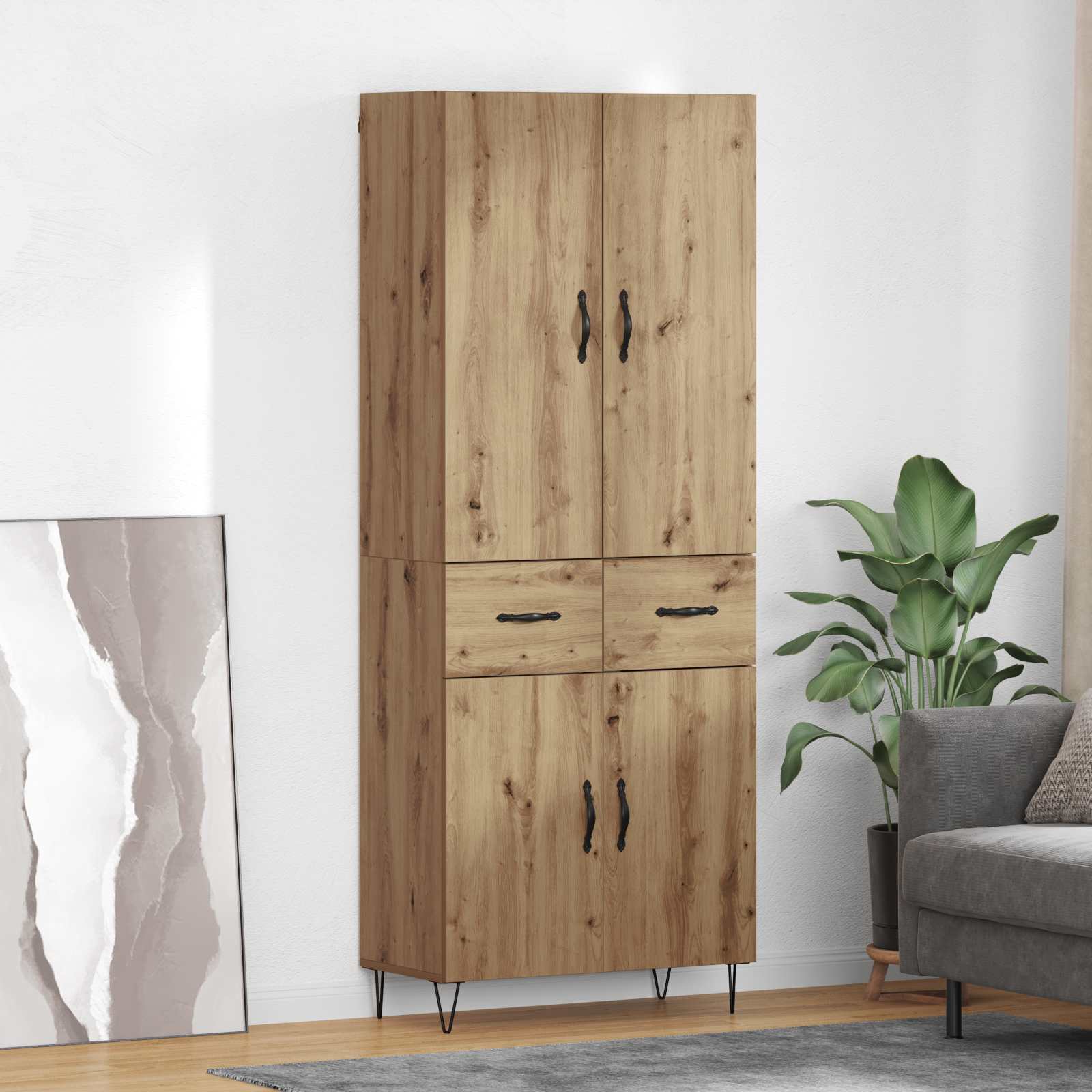 Highboard 69,5X34X180 Cm Holzwerkstoff
