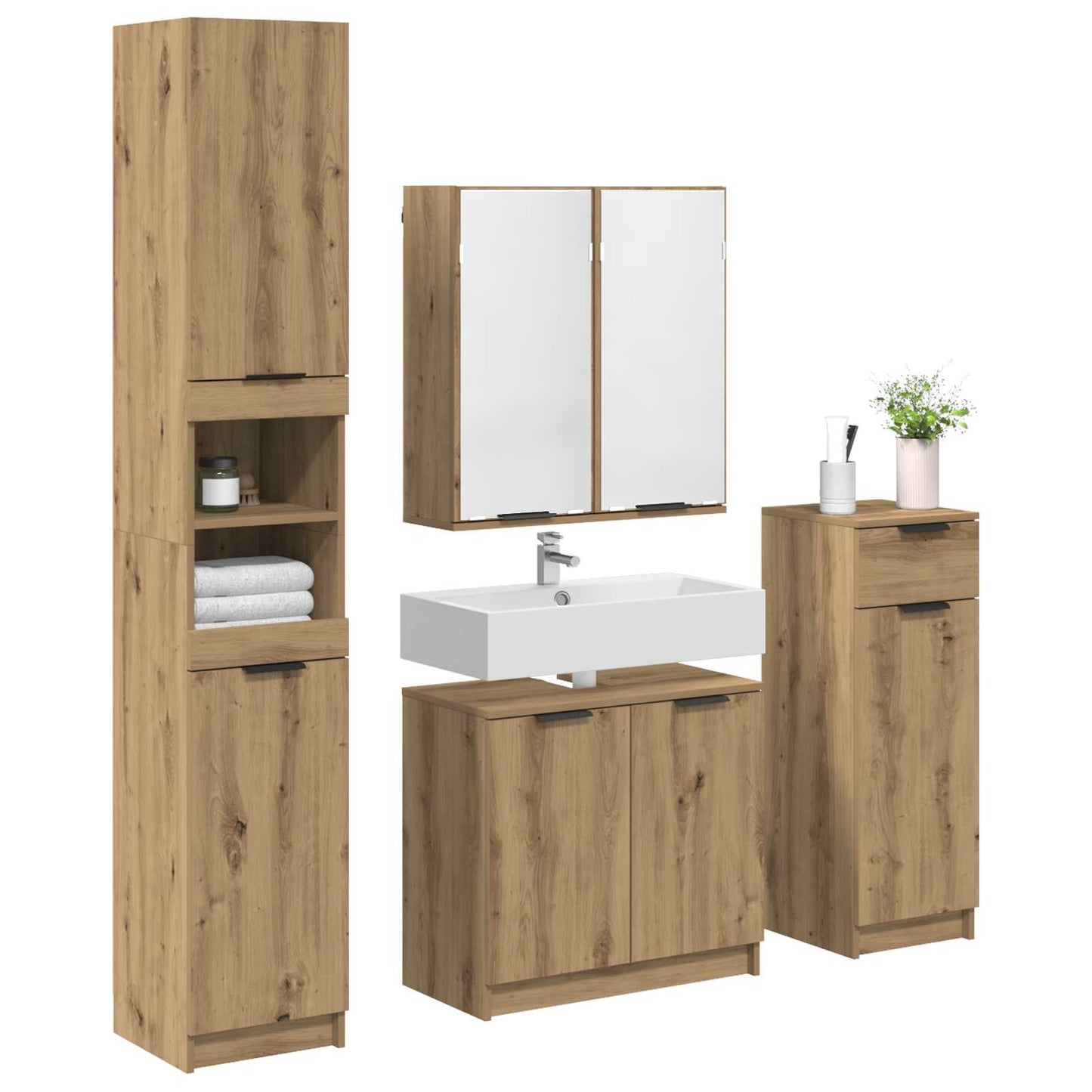 Badezimmermöbel-Set Mit Regal 4 Pcs Artisan-Eiche Holzwerkstoff