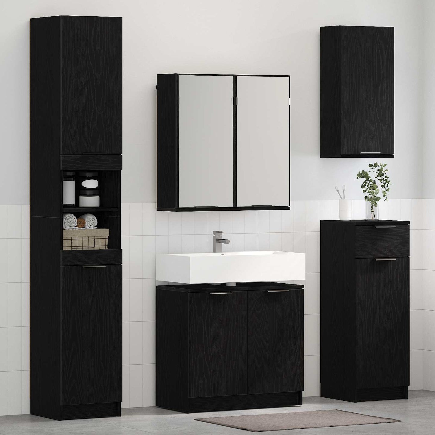 Badezimmermöbel-Set Mit Regal 5 Pcs Holzwerkstoff