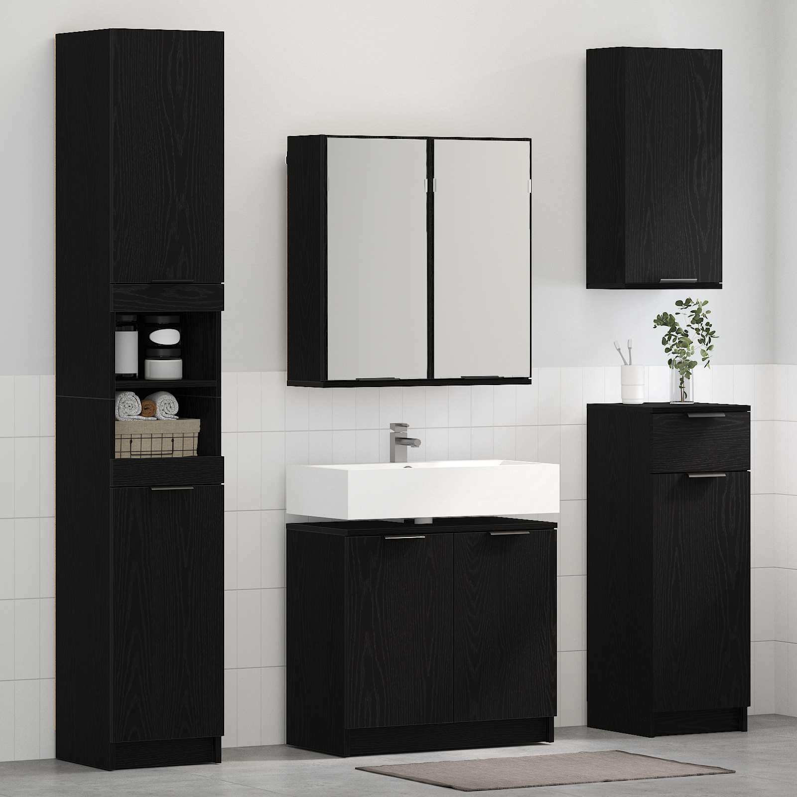 Badezimmermöbel-Set Mit Regal 5 Pcs Holzwerkstoff