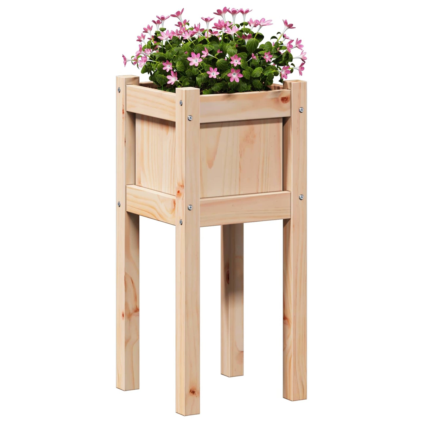 Garten-Pflanzgefäß Natur 31 X 31 X 70 Cm Massives Kiefernholz