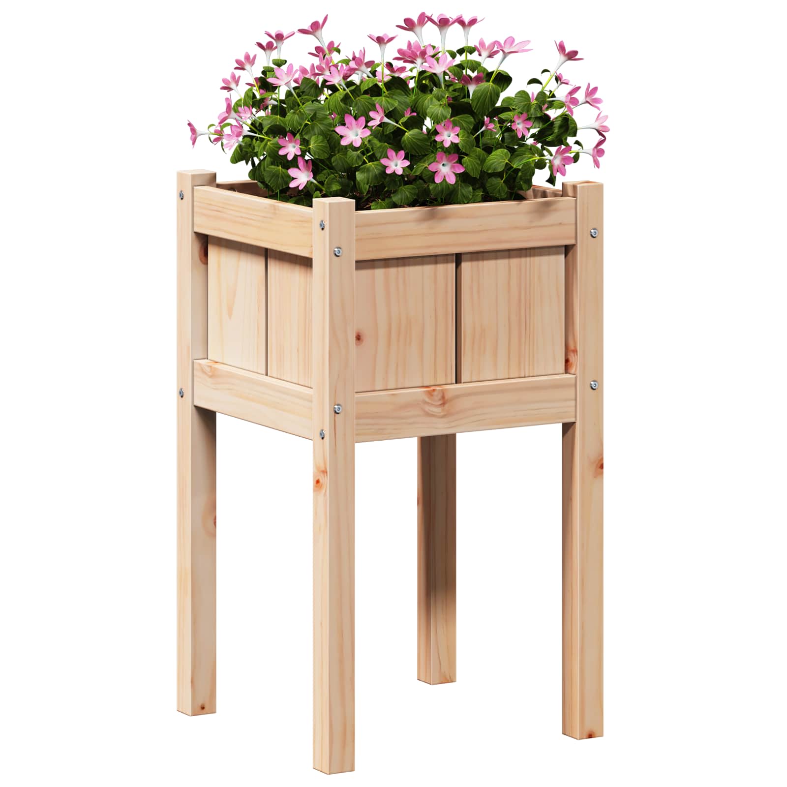 Garten-Pflanzgefäß Natur 40 X 40 X 70 Cm Massives Kiefernholz