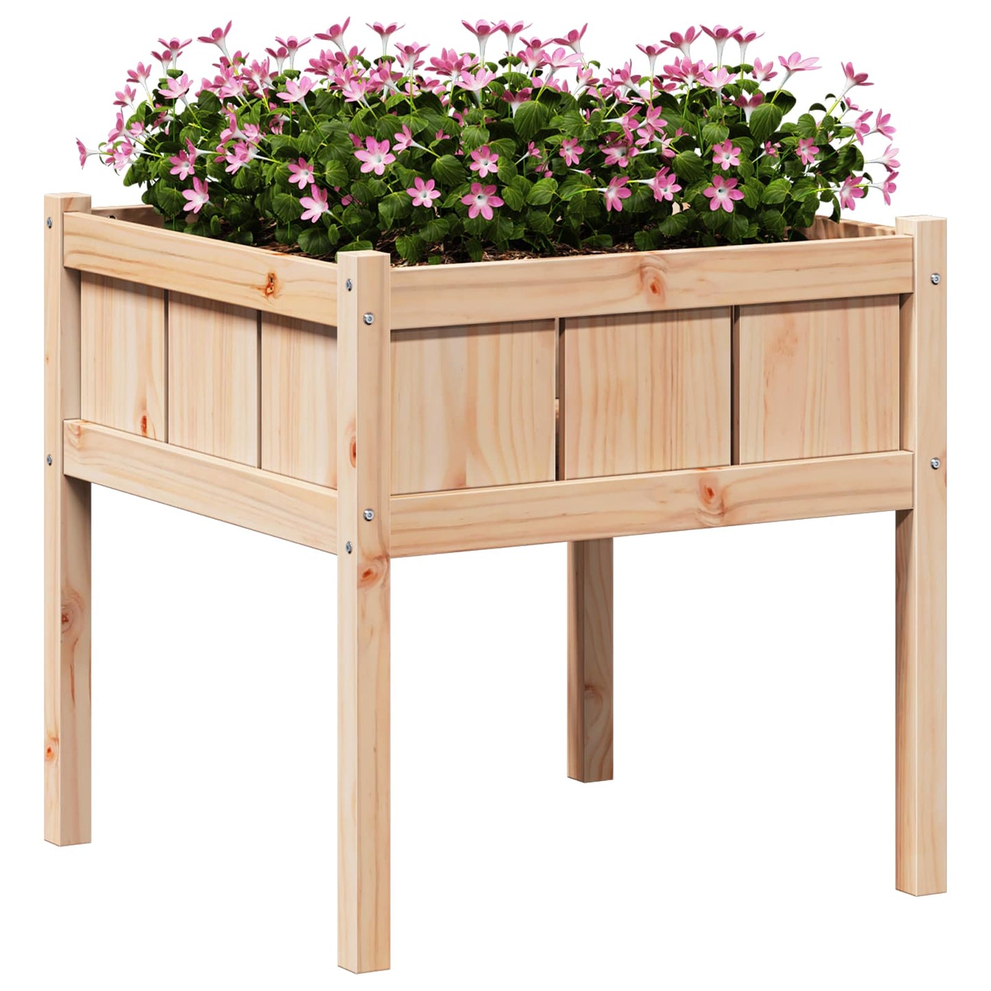 Garten-Pflanzgefäß Natur 70 X 70 X 70 Cm Massives Kiefernholz