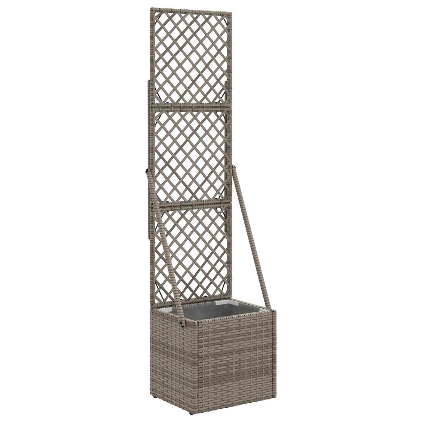 Gartenpflanzer Mit Gitter Grau Poly-Rattan