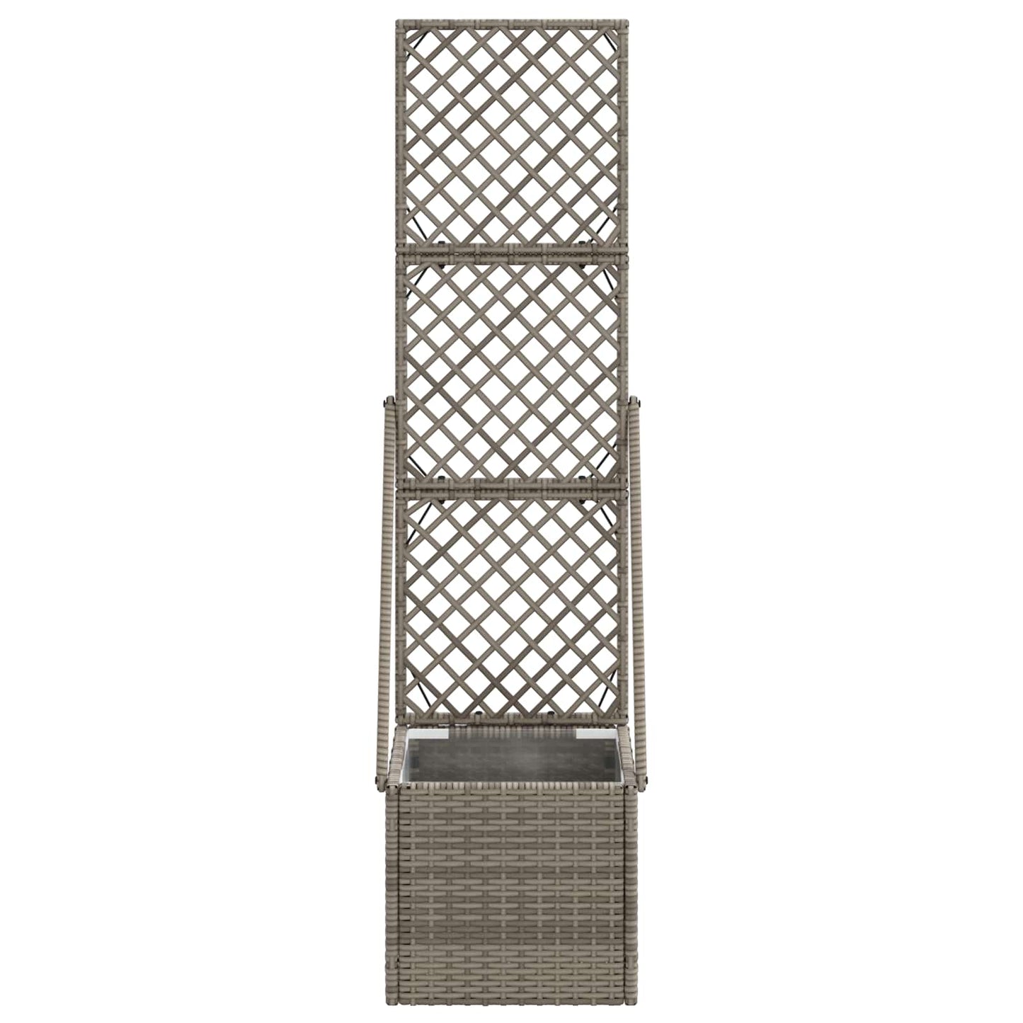 Gartenpflanzer Mit Gitter Grau Poly-Rattan