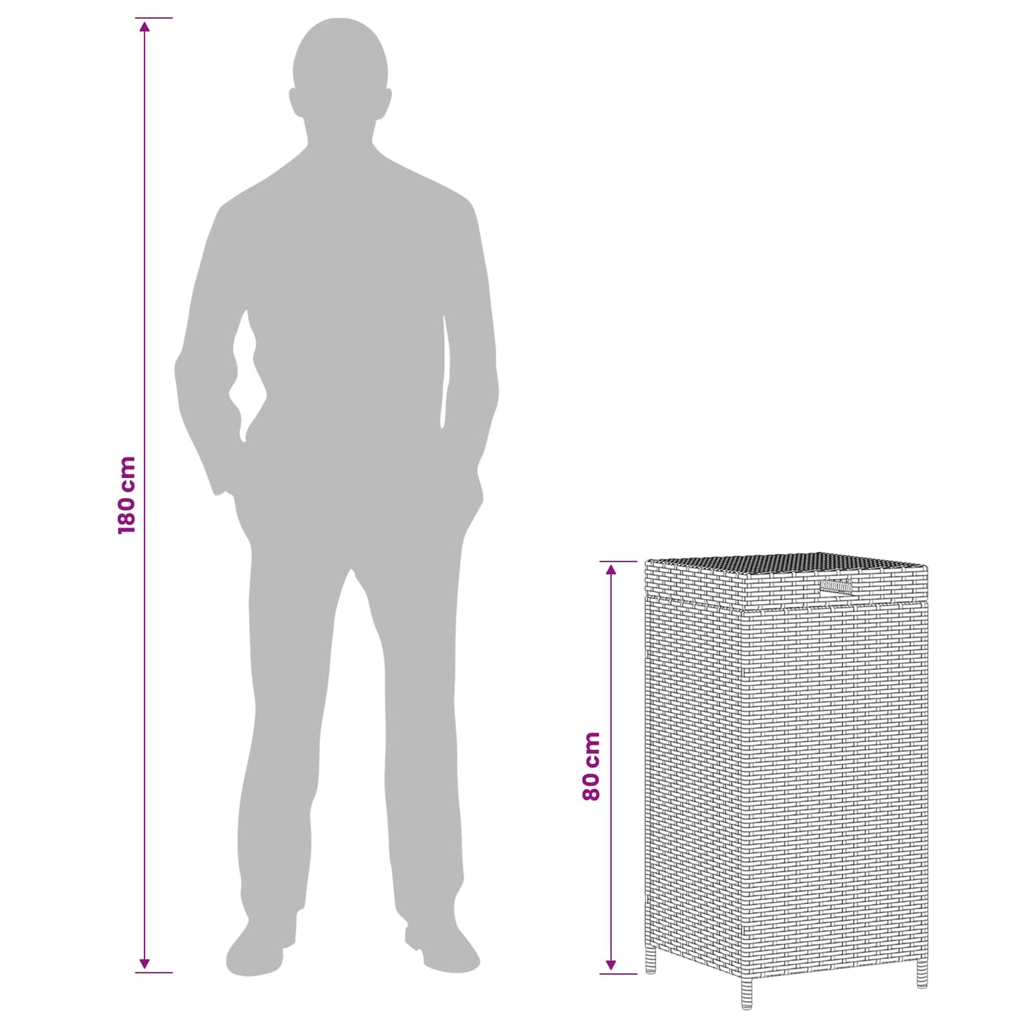 Außen-Mülltonne 40 X 40 X 80 Cm Poly-Rattan