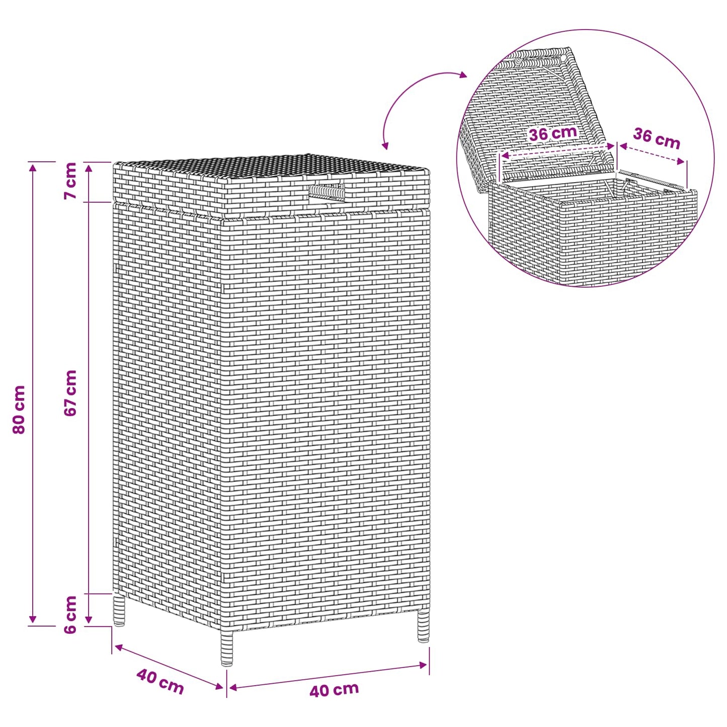 Außen-Mülltonne 40 X 40 X 80 Cm Poly-Rattan
