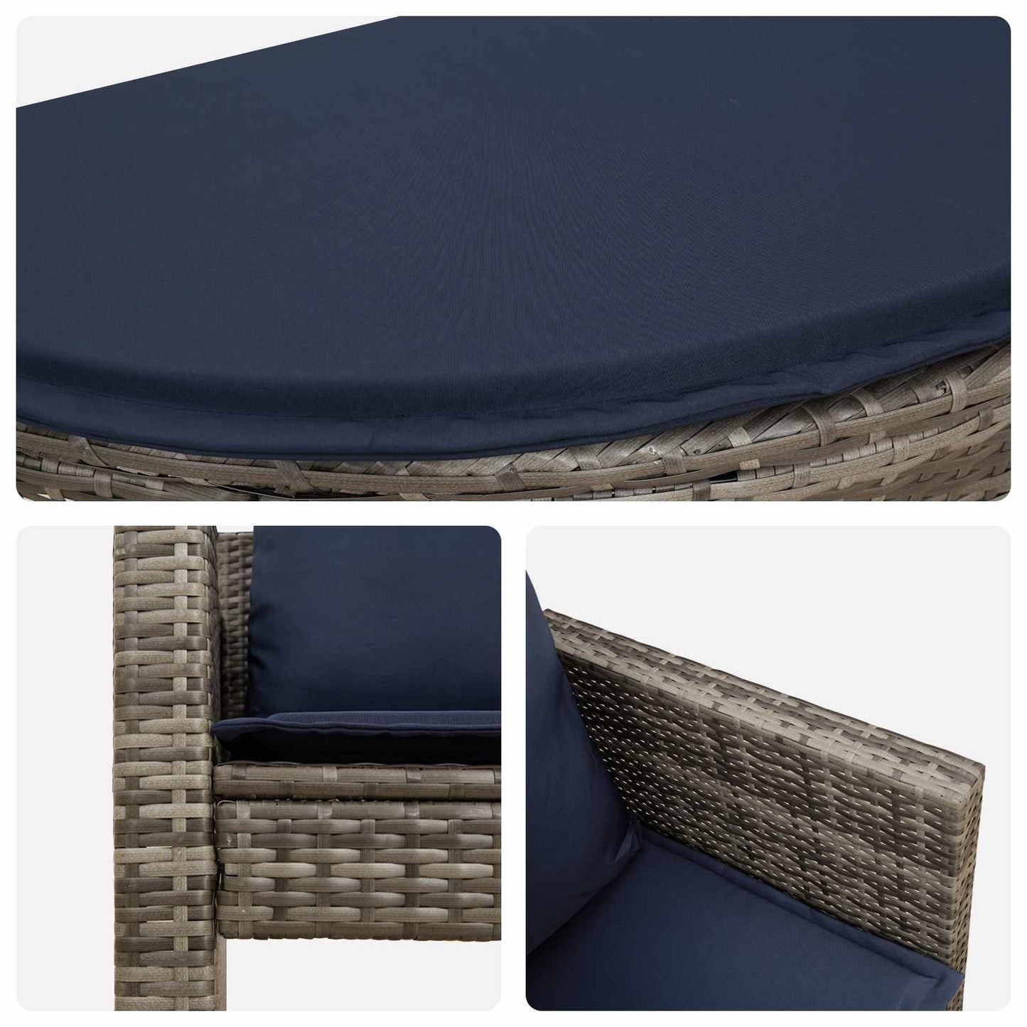 Garten-Sofa Mit Kissen 8 Pcs Und Marineblau Poly-Rattan