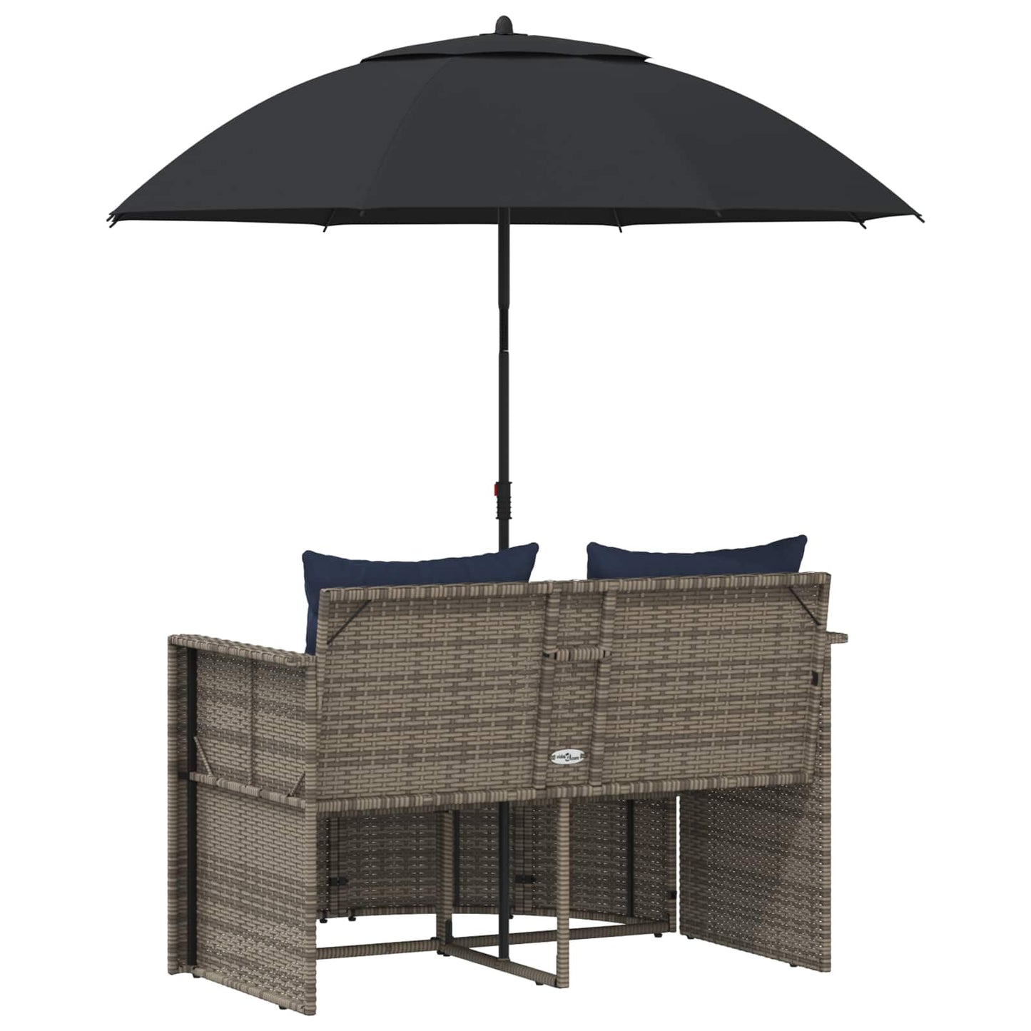 Garten-Sofa Mit Kissen 8 Pcs Und Marineblau Poly-Rattan